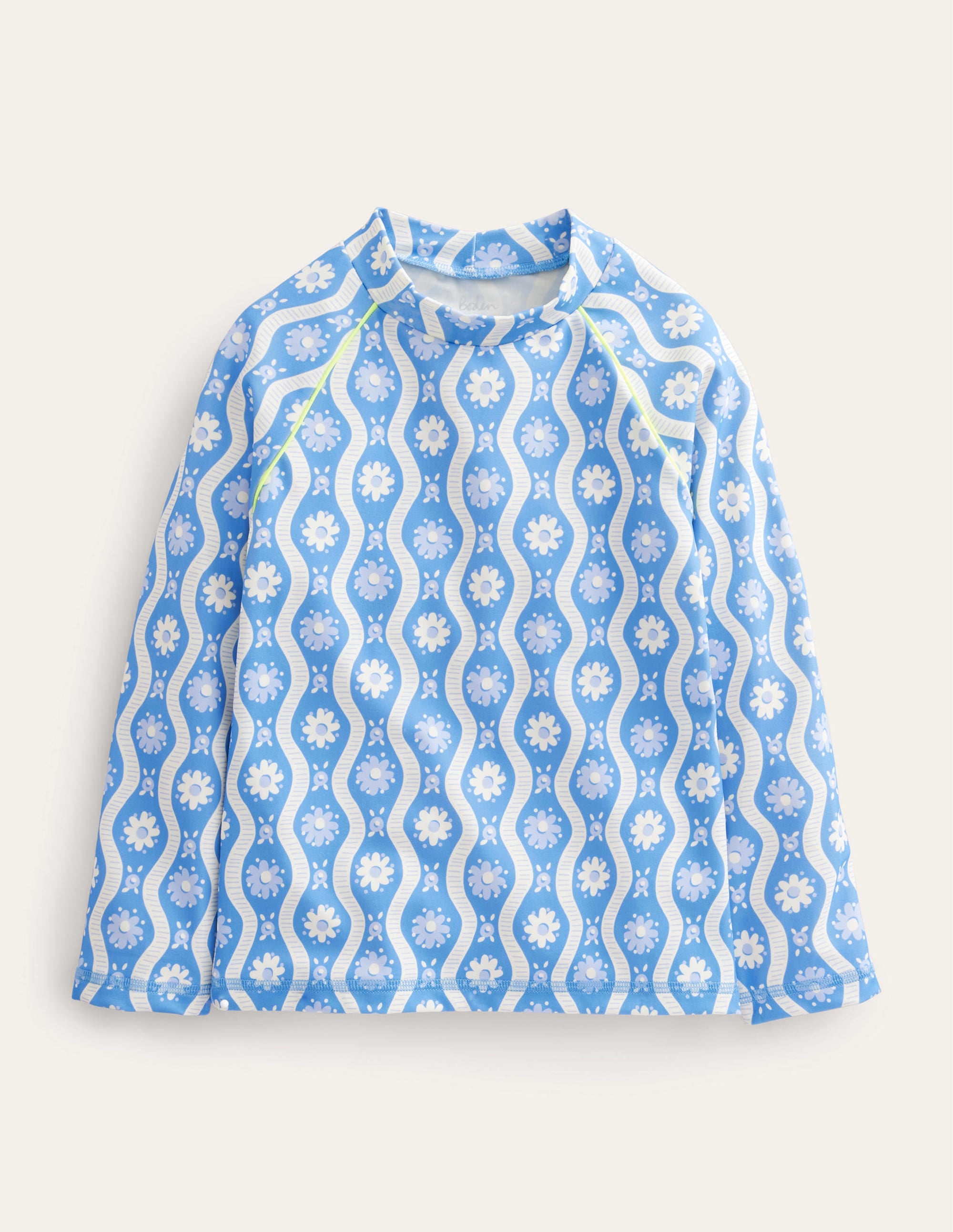  Patterned Rash Vest-Penzance Blue Daisy Wave、mySite、ashleygrahame