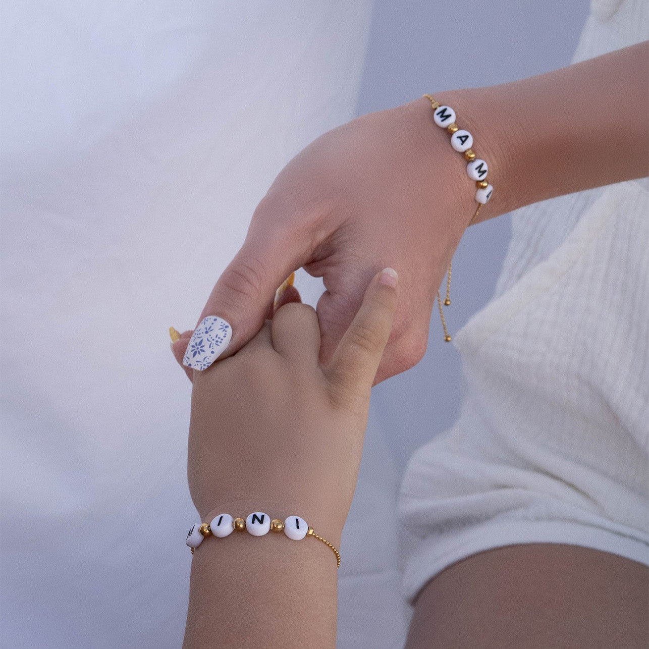 18K Gold PVD Stainless Steel Mini Adjustable Beaded Bracelet / BRJ1055、mySite、dreamappss