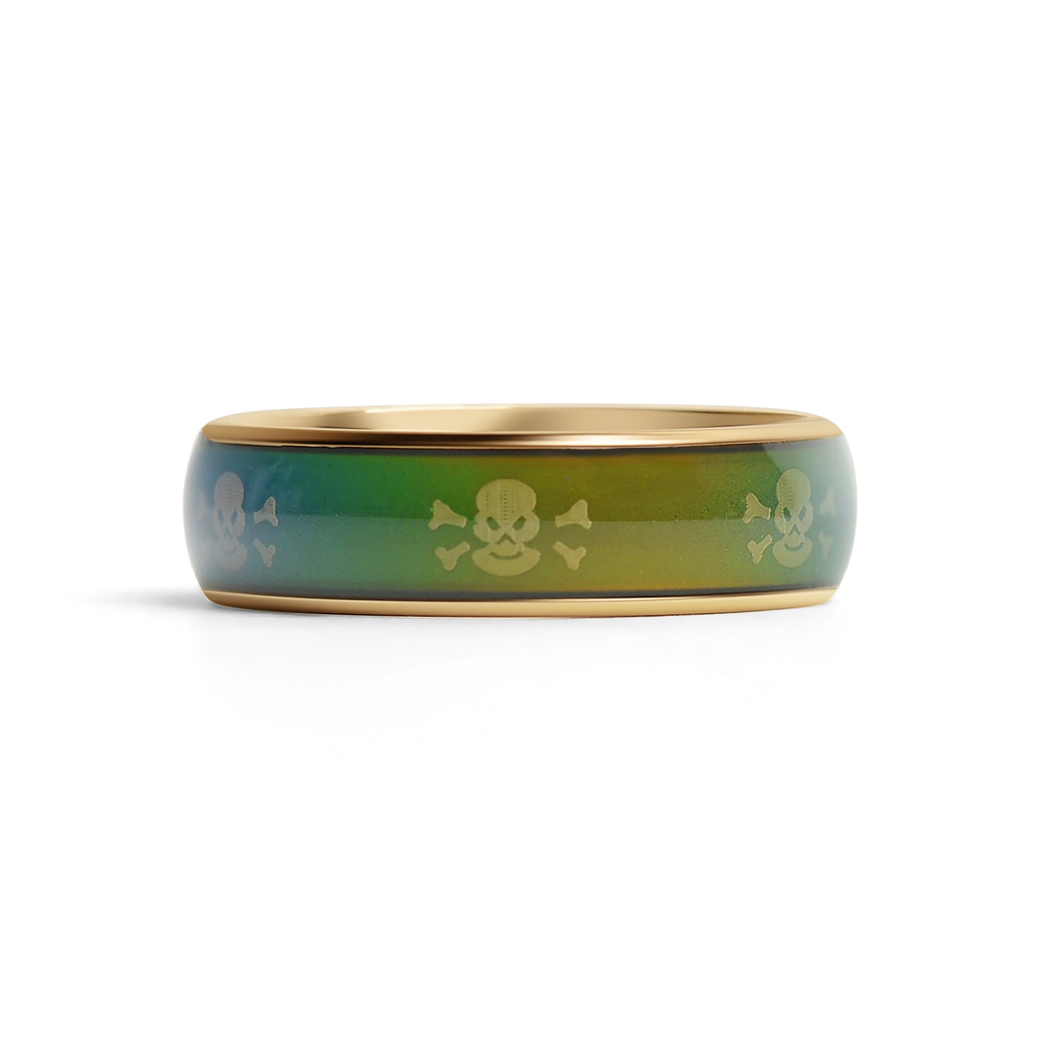 18K Gold PVD Stainless Steel Skull & Crossbones Mood Ring / CFR9013、mySite、dreamappss