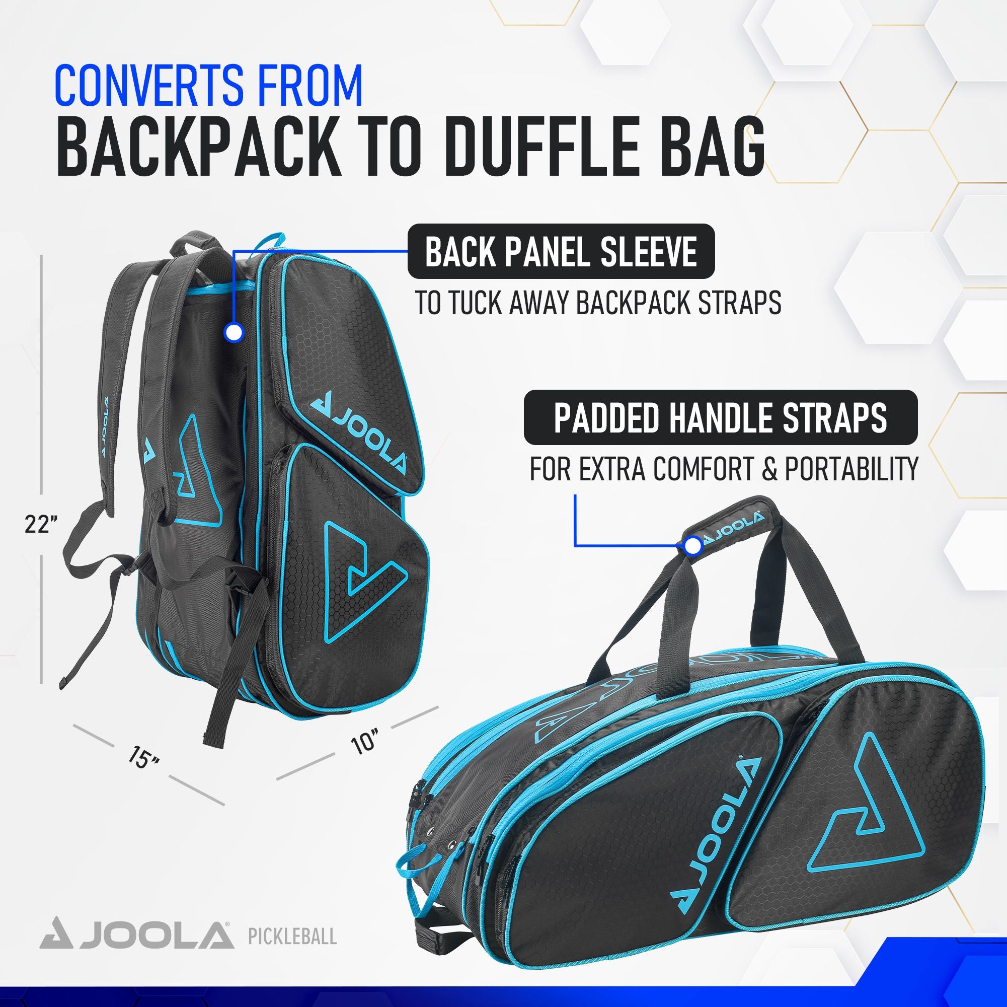JOOLA Tour Elite Pickleball Bag (Black/Light Blue)