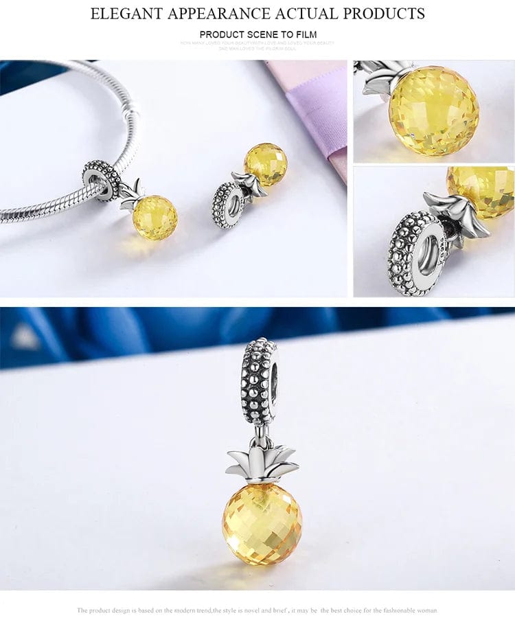 Pineapple Pandora style Charm 925 Sterling Silver、mySite、g9winljtr