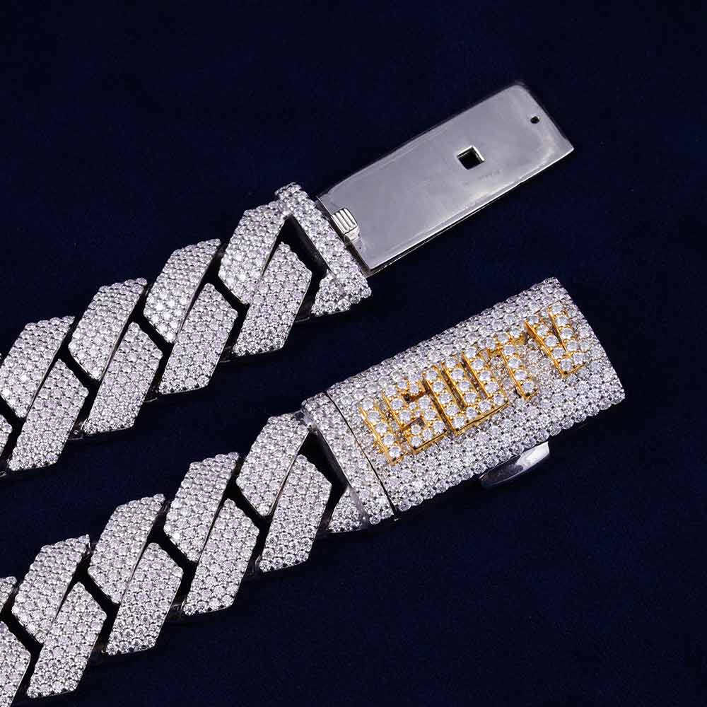 Custom Clasp 4 Row 20MM Moissanite Cuban Link Chain 14K Gold、mySite、hinf8tx79