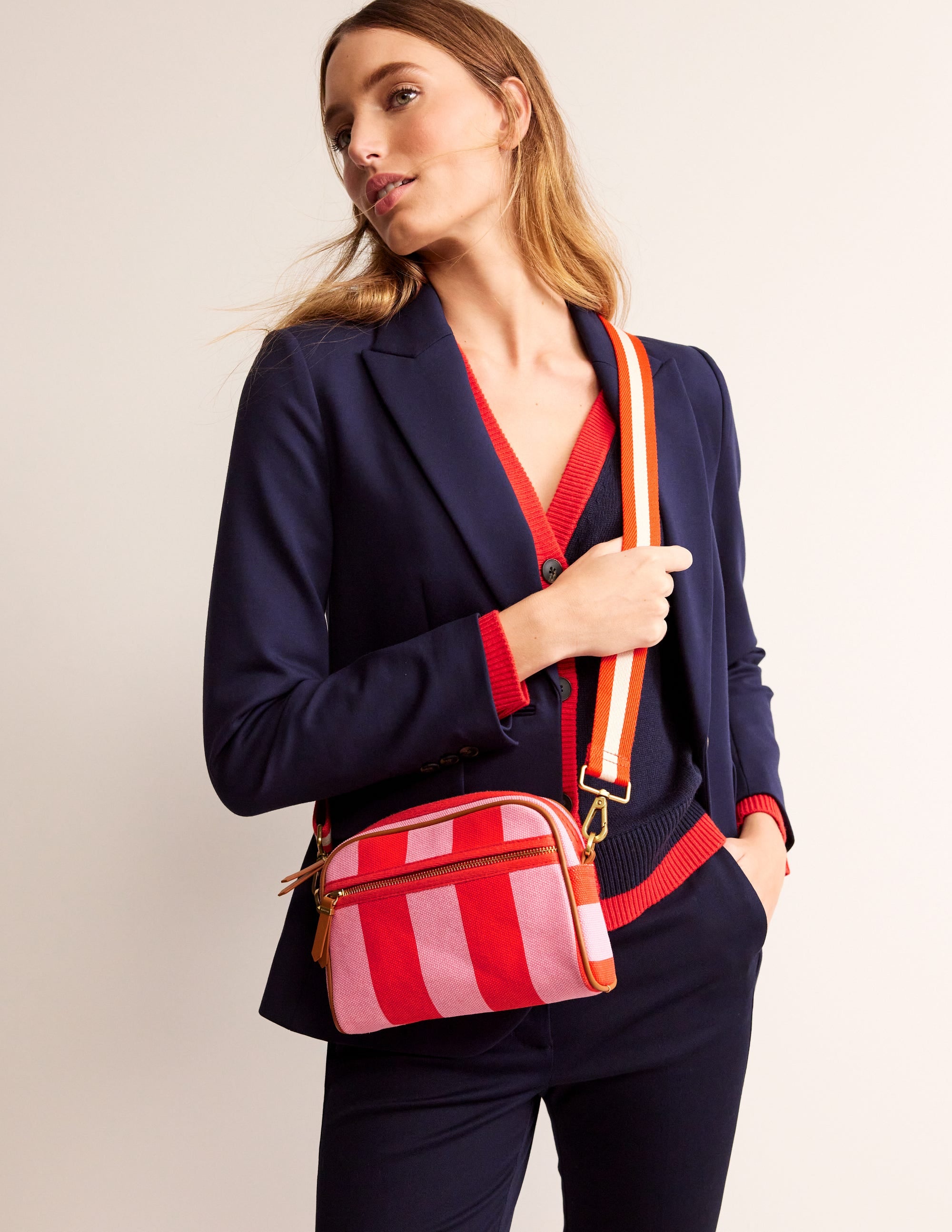  Canvas Cross-Body Bag-Pink Stripe、mySite、ashleygrahame