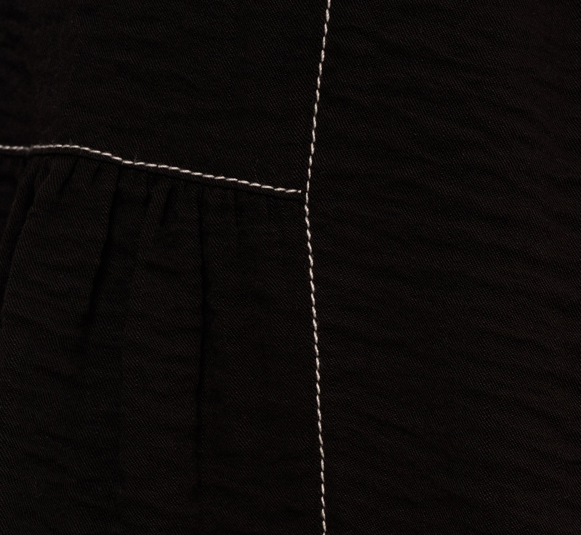 Extended Shoulder Contrast Stitch Yoke Top In Black Ivory、mySite、solidvoid