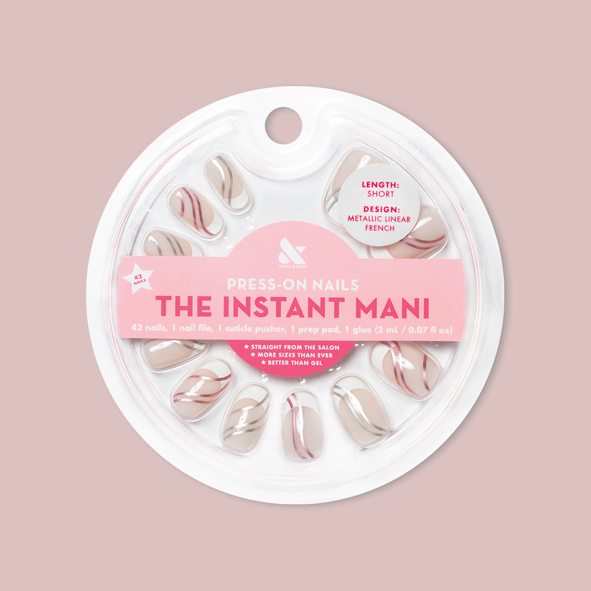 Metallic Linear French - Press-On | Short | Round - Part of Set、mySite、solidvoid