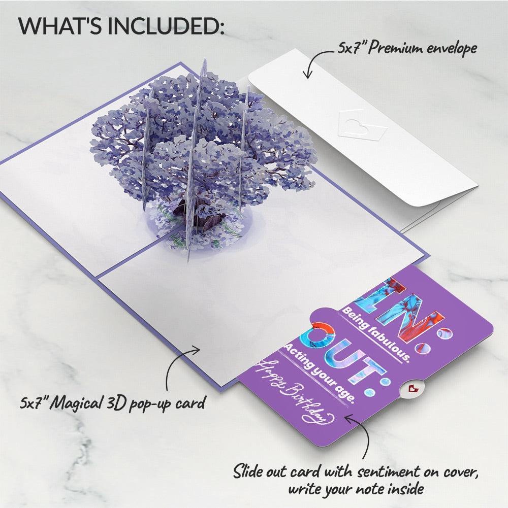Watercolor Jacaranda Tree Birthday Pop-Up Card and IN & OUT Sentiment Set、mySite、solidvoid