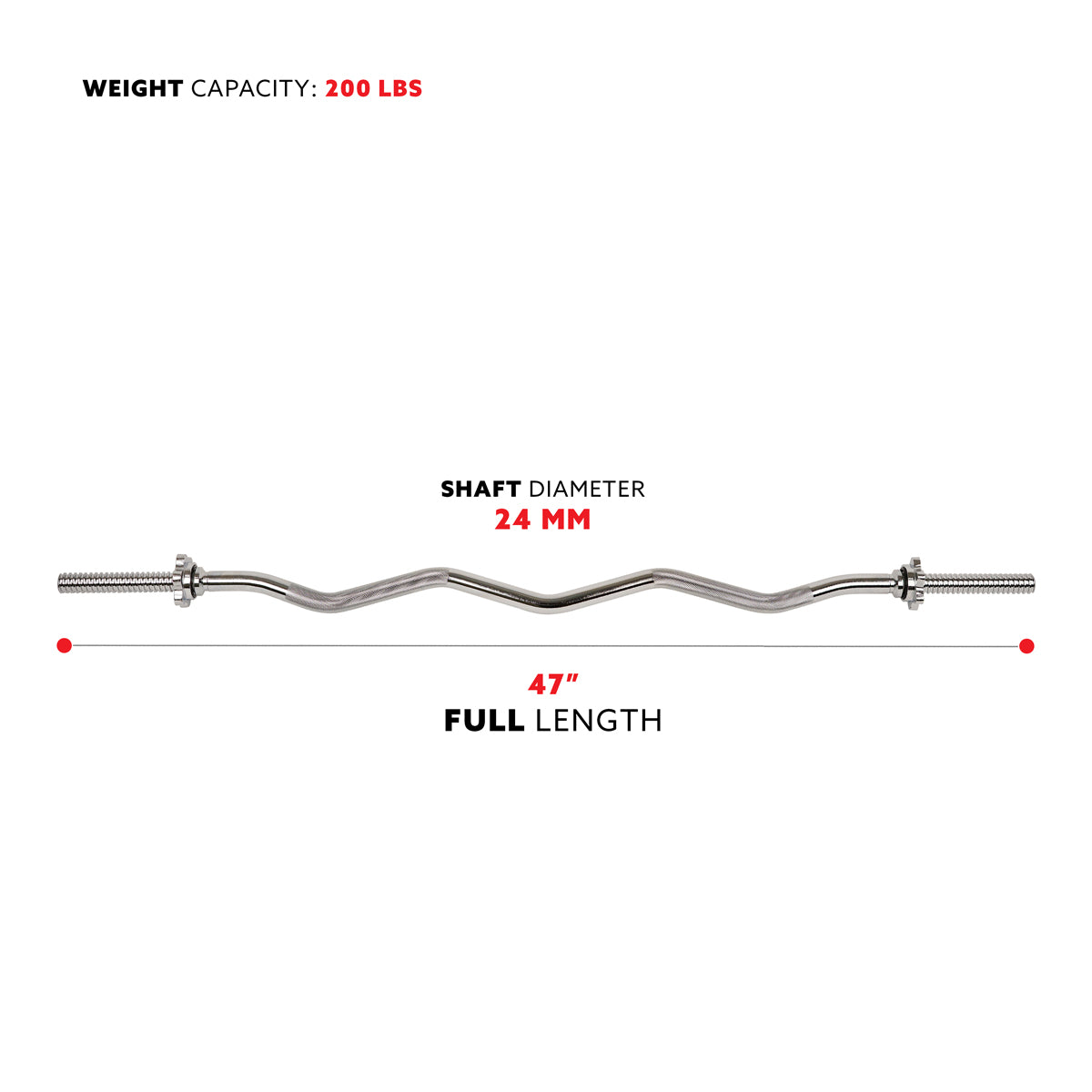  47 in Threaded Chrome Curl Bar w/ Ring Collars、mySite、ghnorth