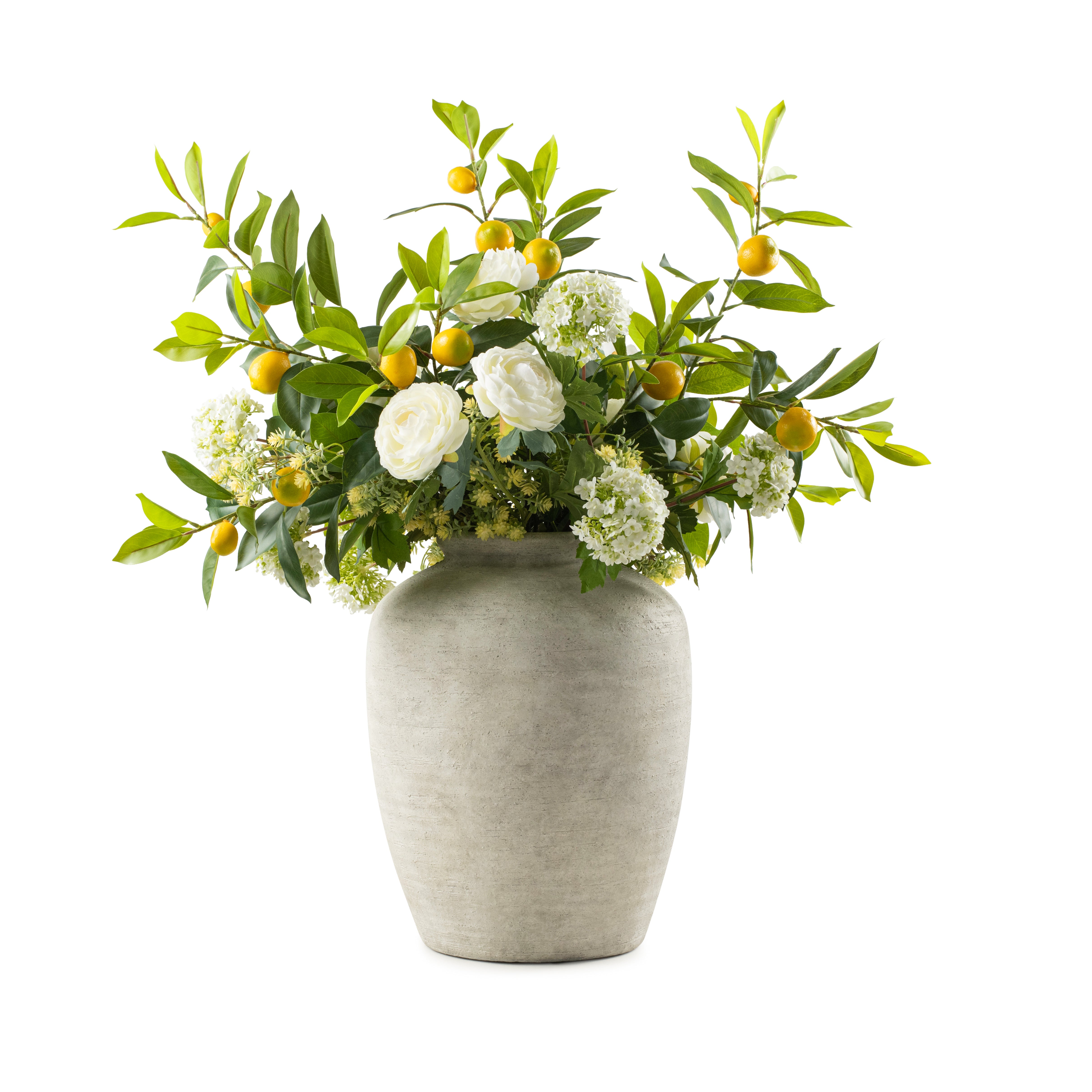  DH Lemons and White Buds in Grey Vase、mySite、elrpsem3k