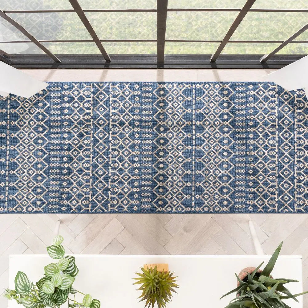 Nord Moroccan Tribal Indoor Outdoor Blue Flatweave Rug、mySite、gigharbornorthrealestate