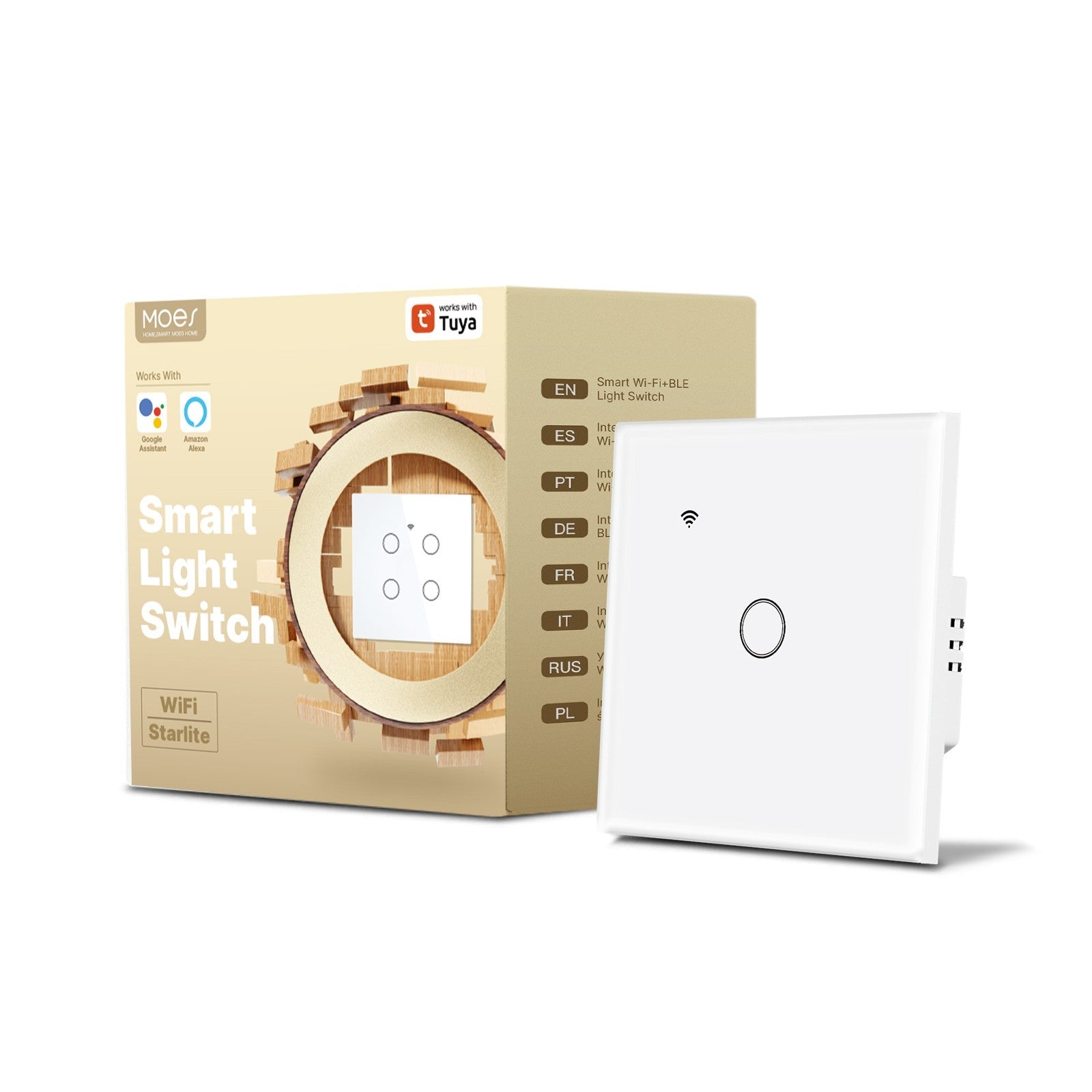 WiFi Smart Light Wall Touch Switch No Neutral Wire Required EU Standard、mySite、fannypackpong