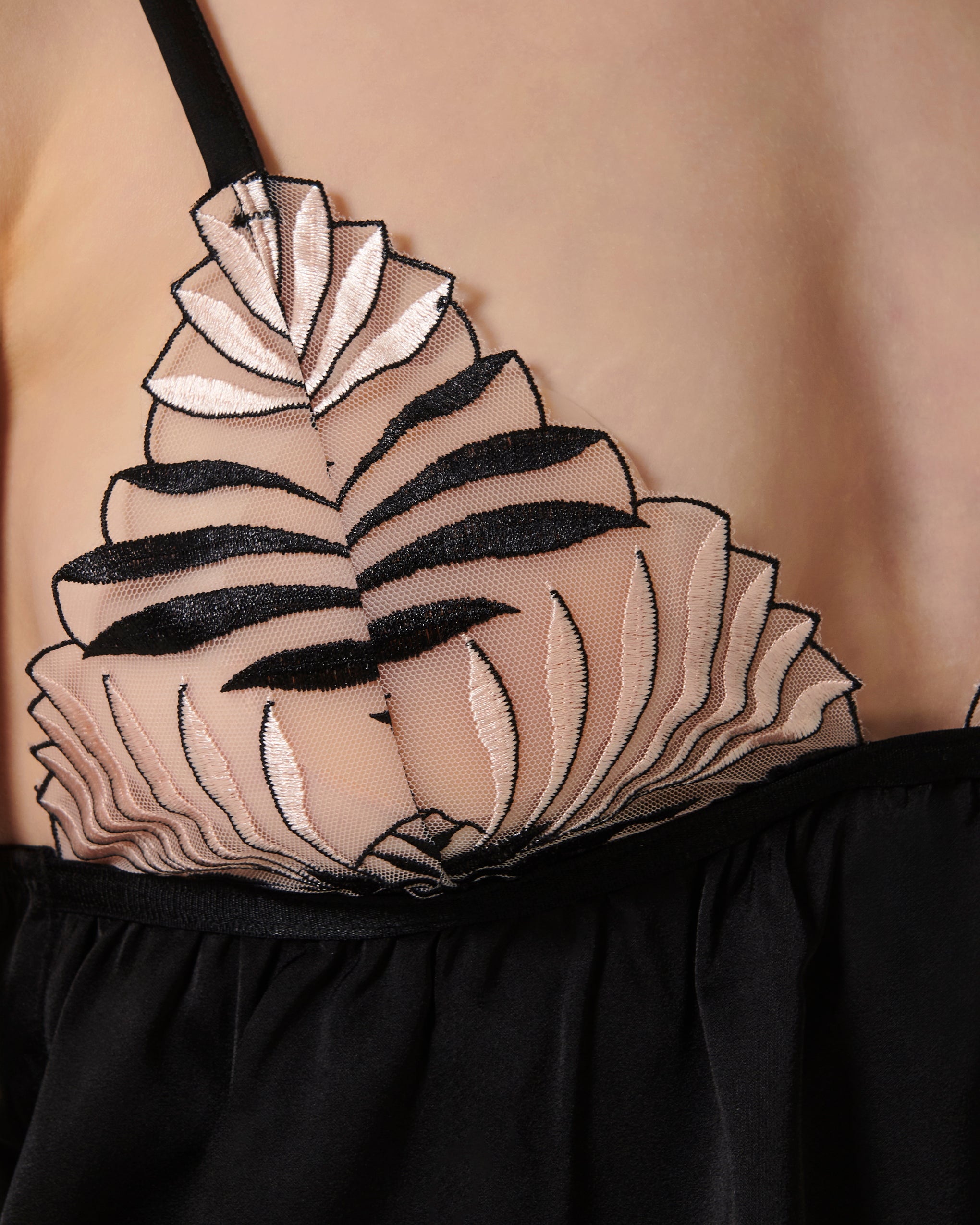 Katerine Luxury Satin Cami and Short Set Black/Pearl/Sheer、mySite、bengalsvssteelers