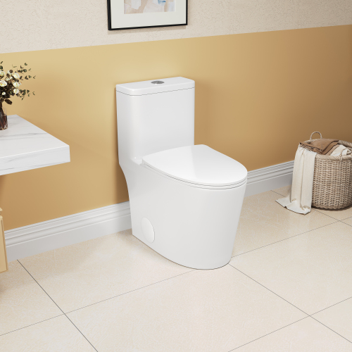 1.1/1.6 GPF Elongated Comfort Height Floor Mounted One-Piece Toilet, CUPC Certified, WaterSense Cetified, Ceramic, White Color, Soft Close Seat、、xpatfood