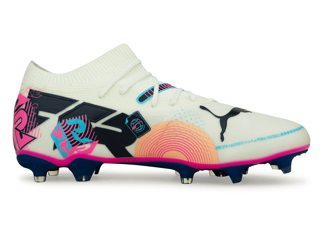 PUMA Men's Future 7 Match Volume Up FG/AG White/Luminous Blue、mySite、noshort