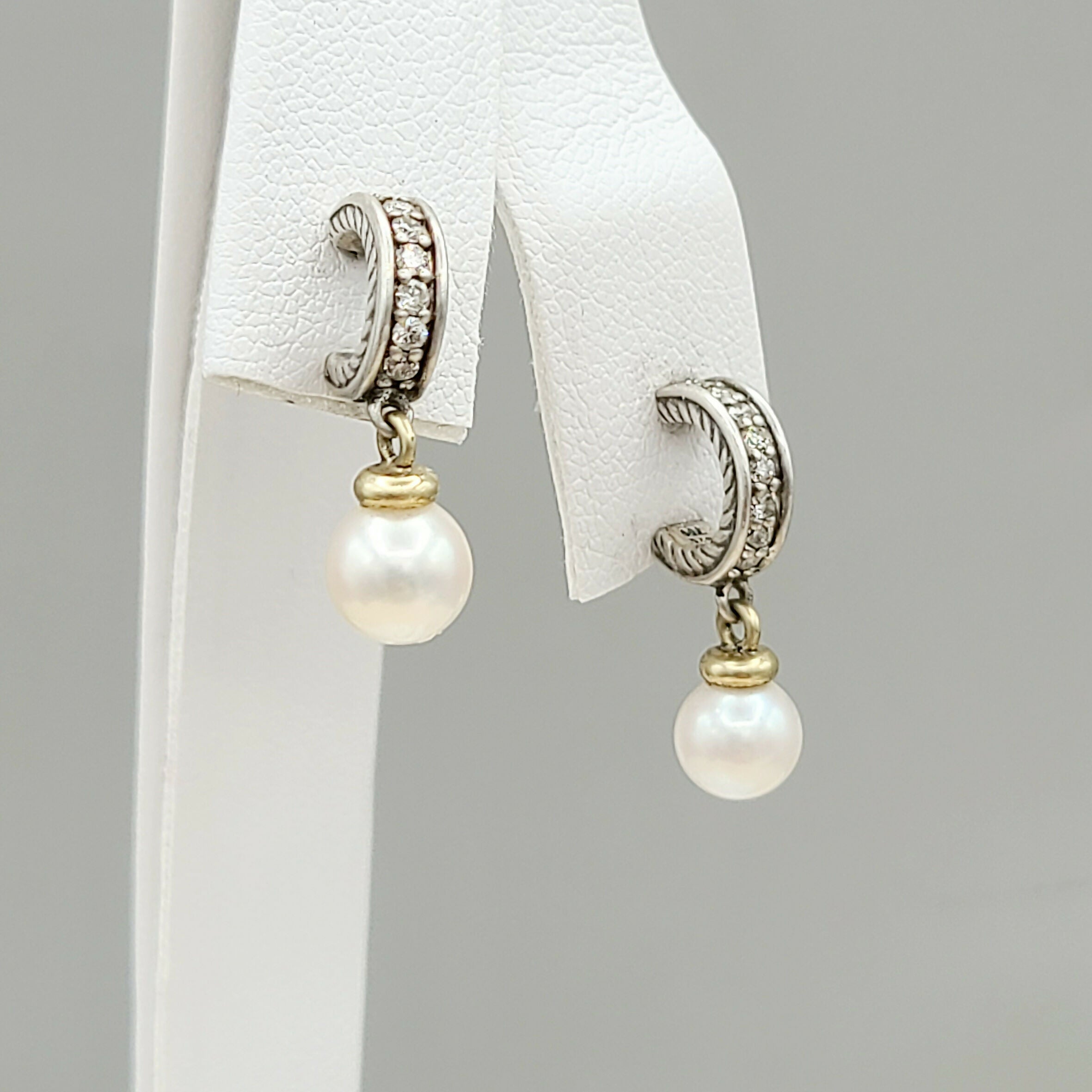 David Yurman Cable Drop Earrings Pearls & Diamonds、mySite、hinf8tx79