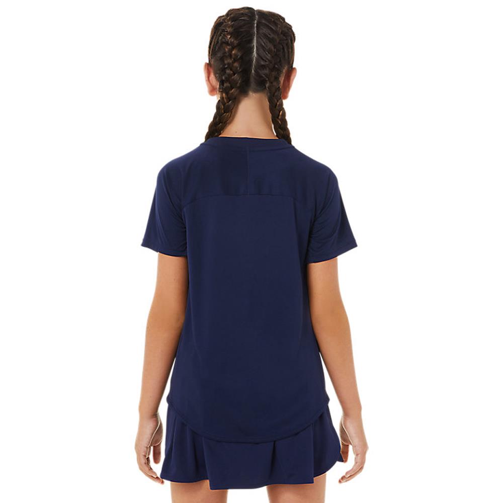 Asics Girls Tennis Short Sleeve - Peacoat、mySite、neckold