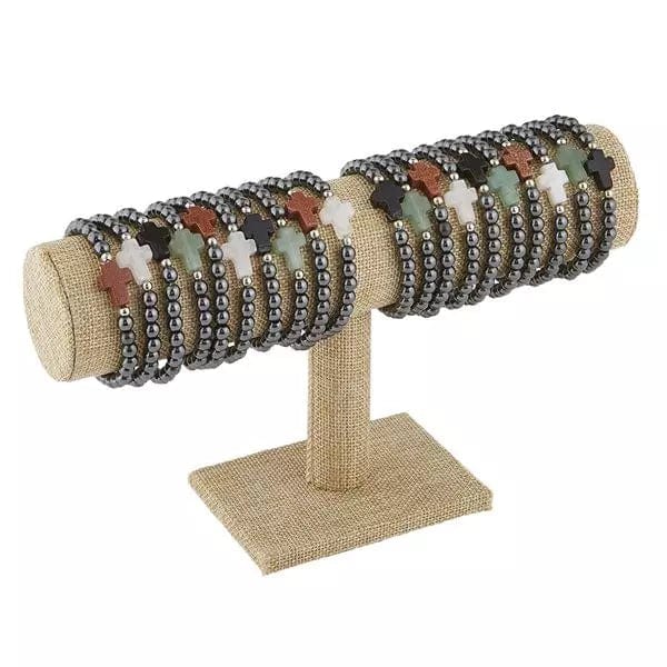 Hematite Bead Cross Bracelet Assorted Colors Stretch、mySite、g9winljtr