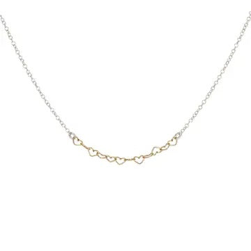 Itsy Bitsy Linked Gold Hearts Sterling Silver Necklace、mySite、g9winljtr