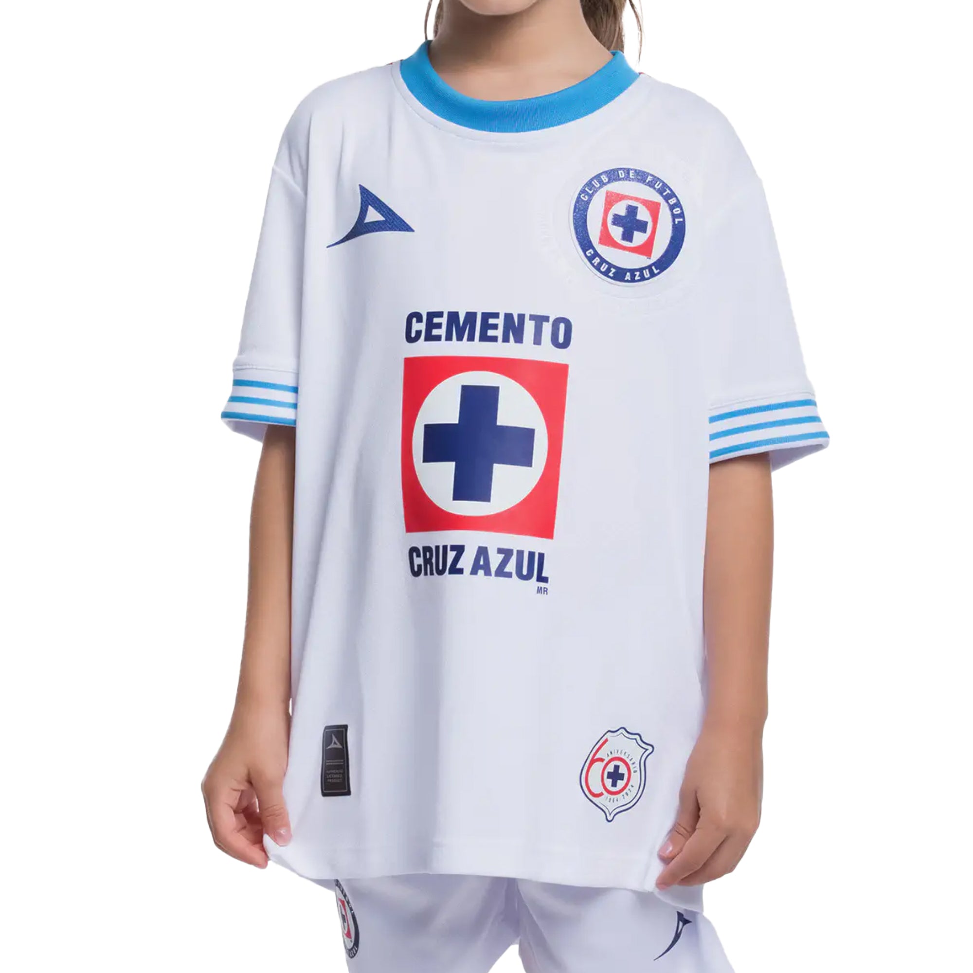 Pirma Kids Cruz Azul 2024/25 Authentic Away Jersey White/Blue、mySite、noshort