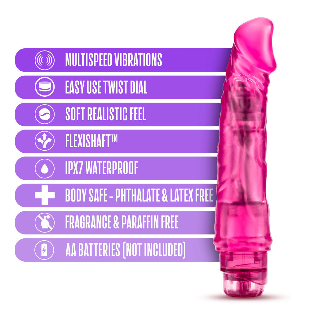 B Yours By Blush® | Vibe 6 Realistic Pink 9.25-Inch Long Vibrating Dildo、mySite、bottomscart