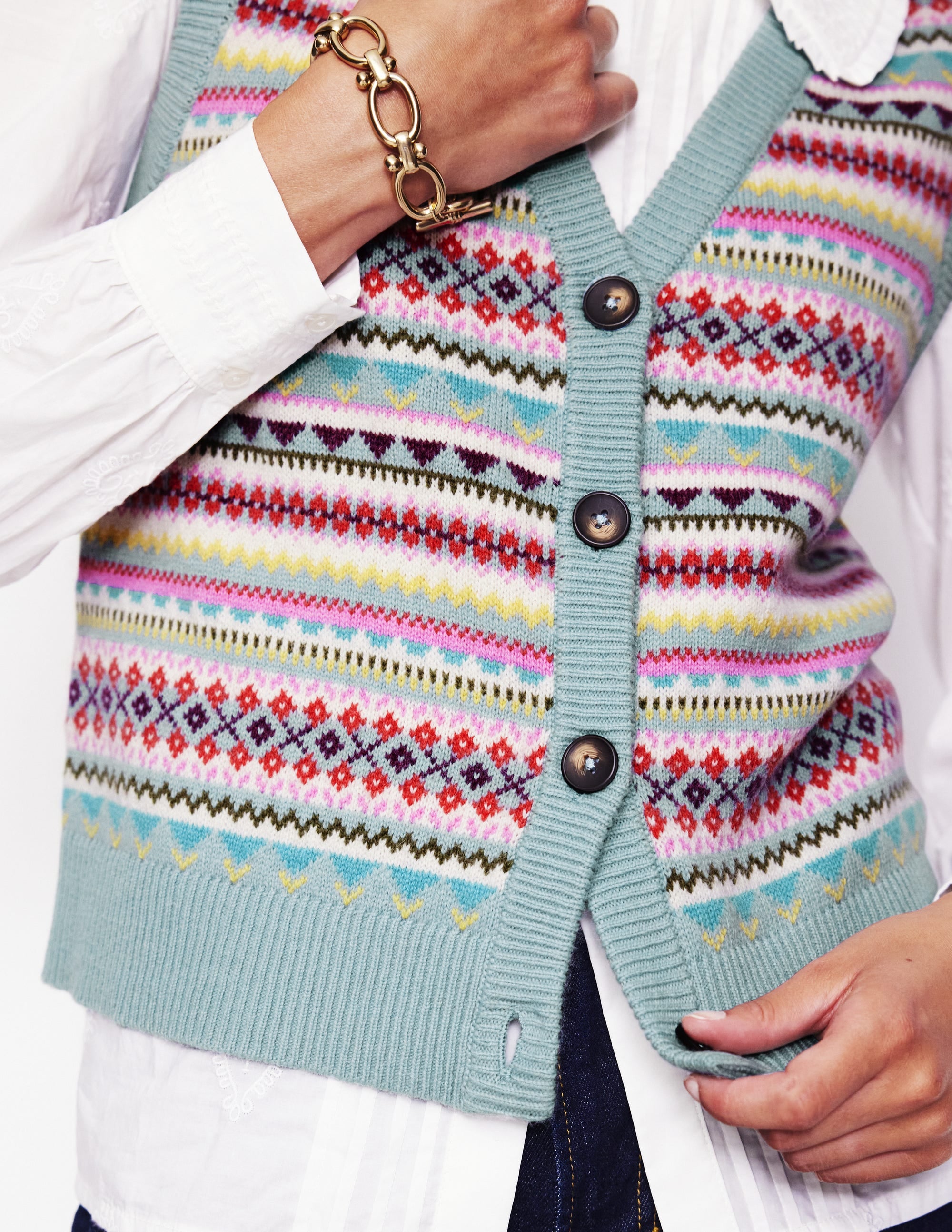  Edie Fair Isle Waistcoat-Blue, Heritage Fair Isle、mySite、ashleygrahame