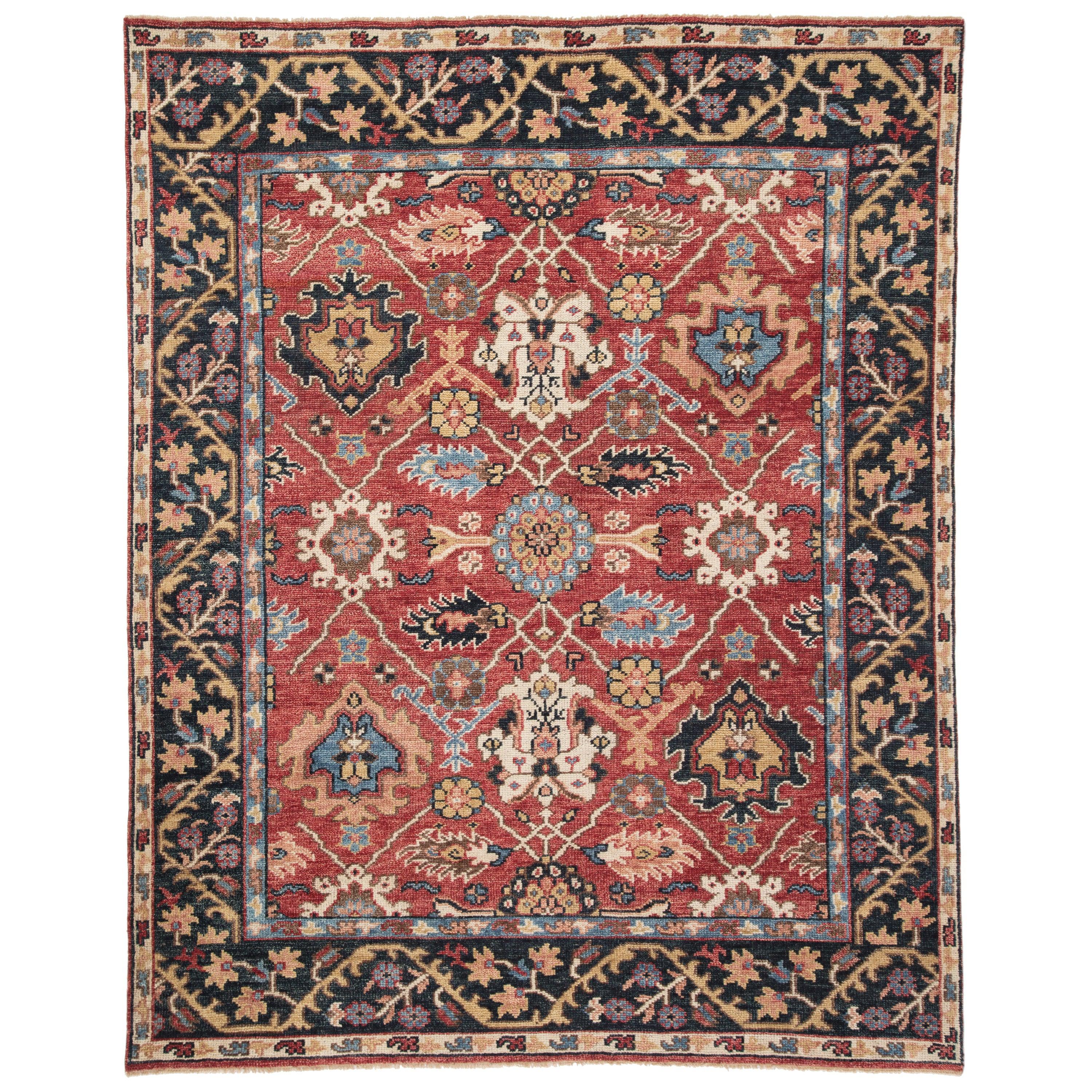Aika Hand-Knotted Medallion Red Multicolor Area Rug、mySite、gigharbornorthrealestate