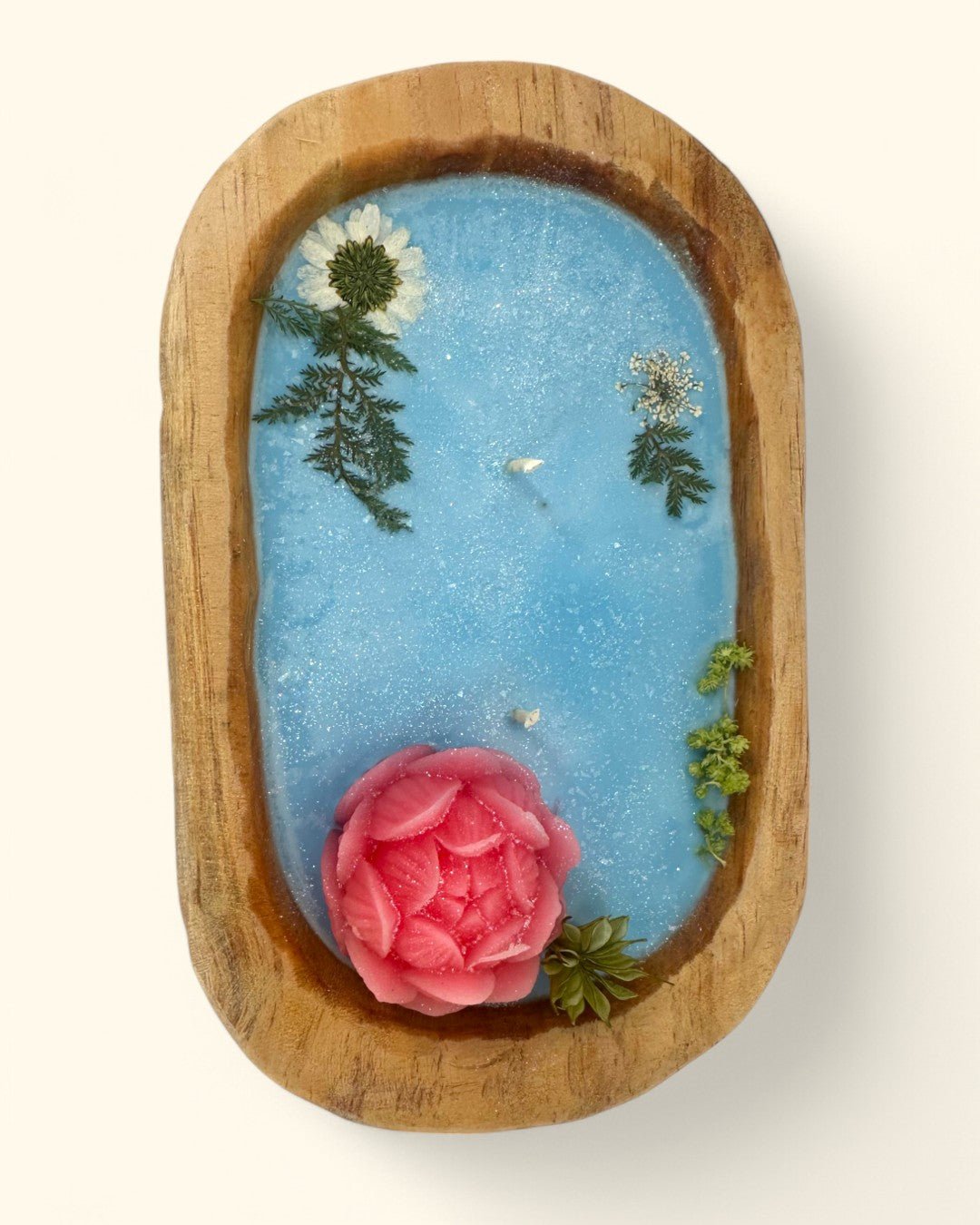 Lotus Bloom Dough Bowl Candle in Natural Wood、mySite、topwebapps