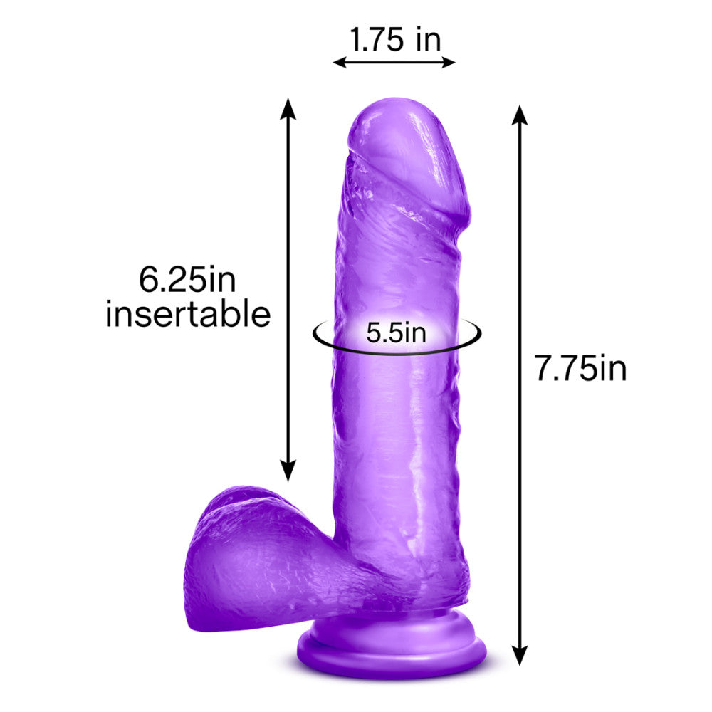 B Yours By Blush® | Sweet N' Hard 2 Realistic Purple 8-Inch Long Dildo With Balls & Suction Cup Base、mySite、bottomscart
