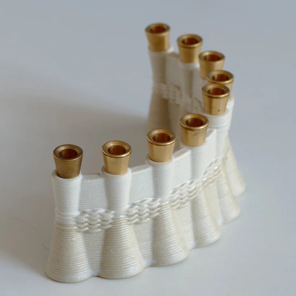 Wavy 3D Printed Clay Menorah - Natural Beige、mySite、topwebapps