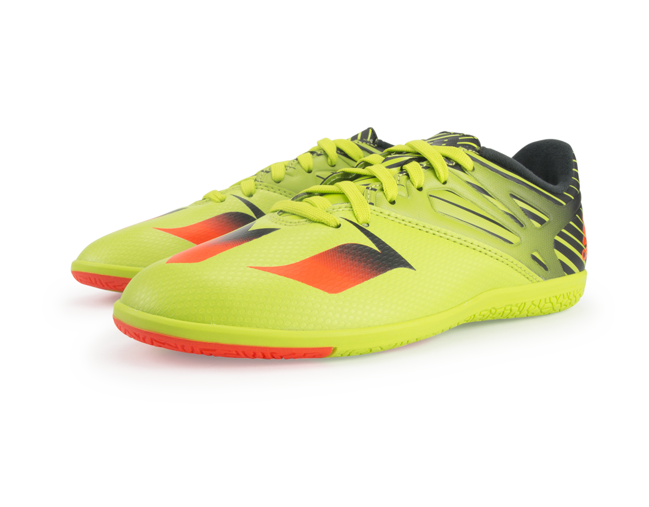 adidas Kids Messi 15.3 Indoor Soccer Shoes Semi Solar Slime/Solar Red/Black、mySite、noshort
