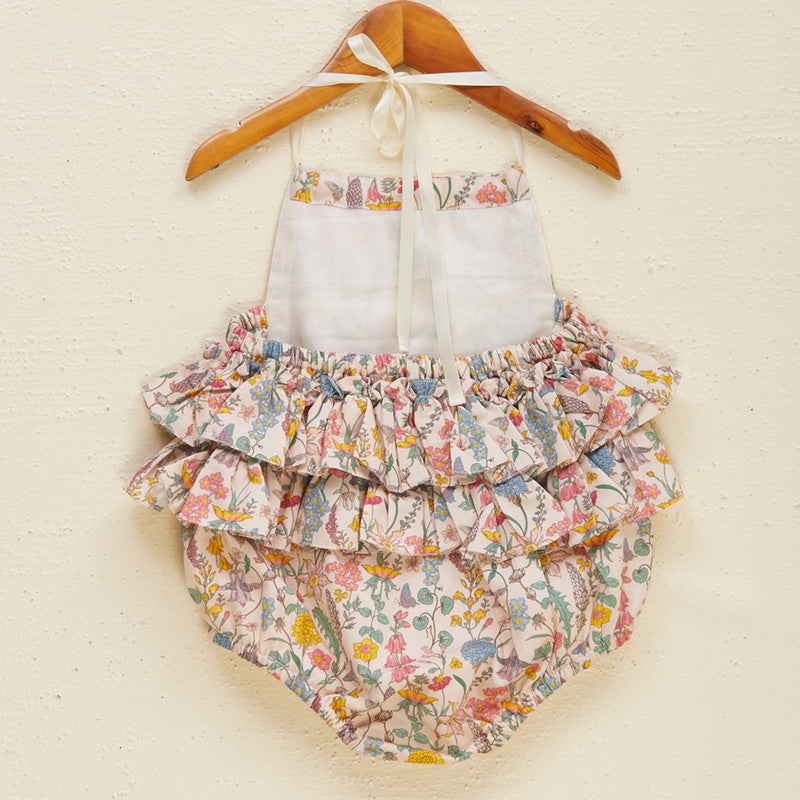 Cotton Satin Floral Romper For Kids | Beige、mySite、camillekostekn