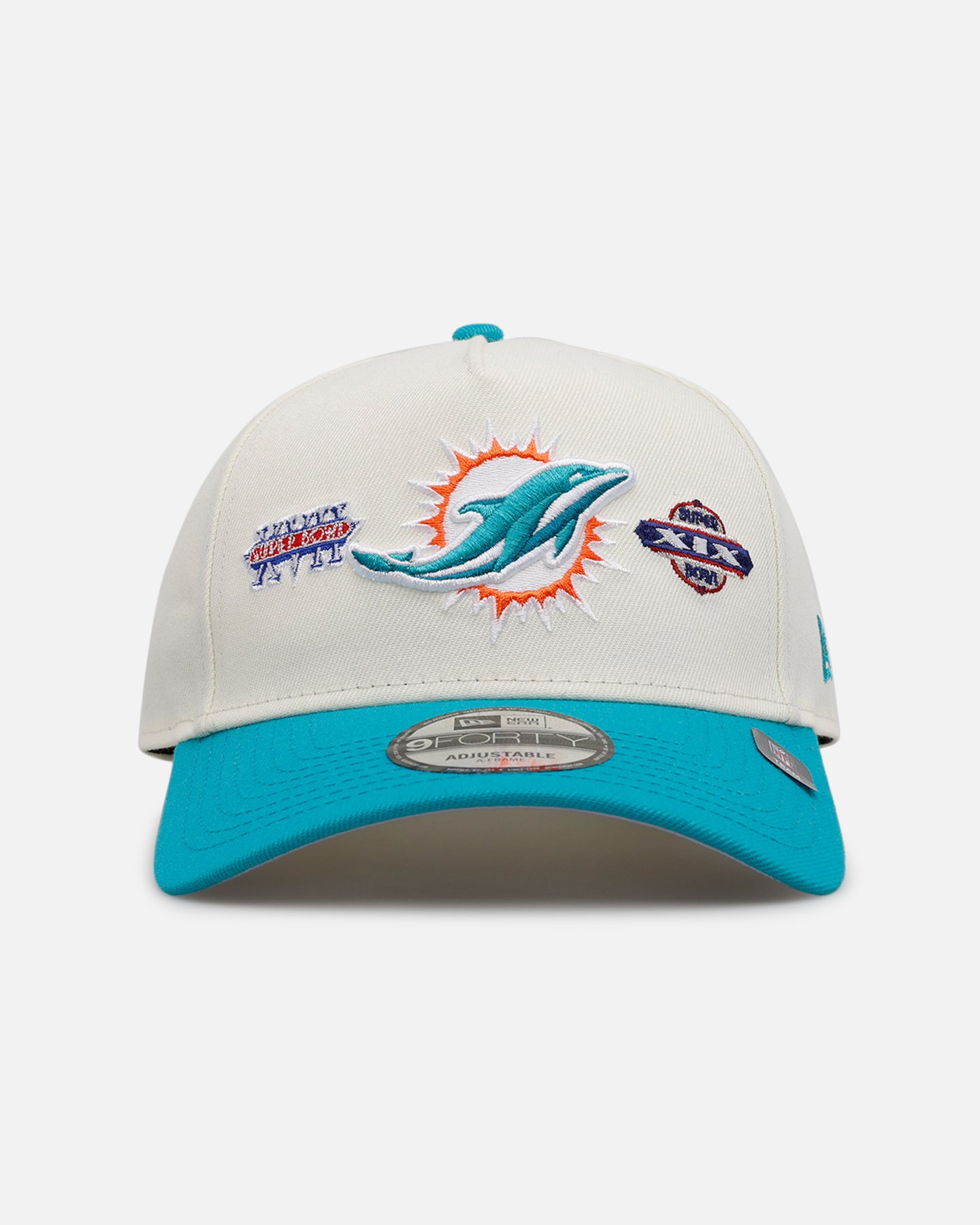 New Era Miami Dolphins 'Super Bowl Logos' 9FORTY A-Frame Snapback Chrome、mySite、zt4zffjzw