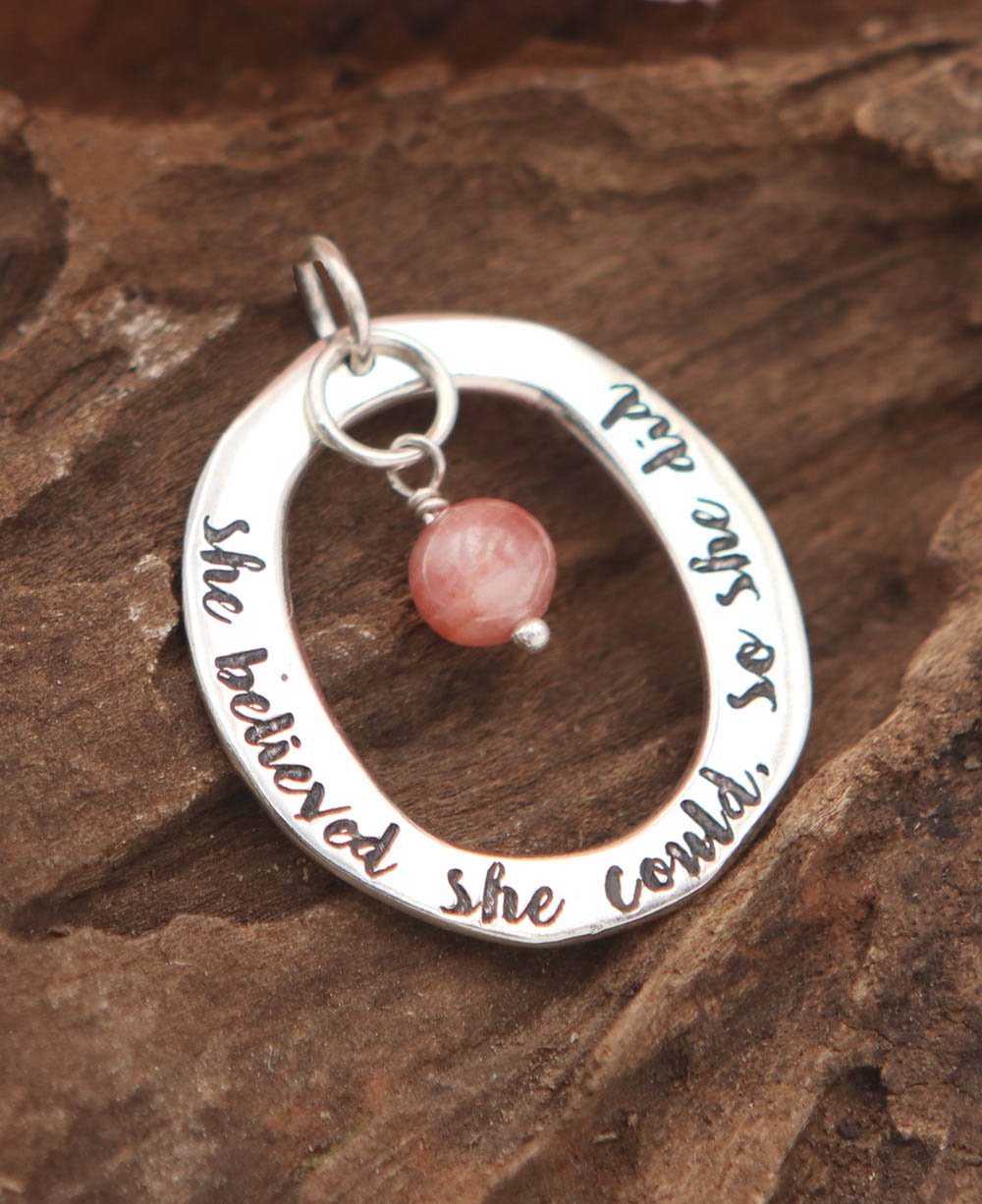 She Believed She Could So She Did Rhodochrosite Sterling Pendant、mySite、topwebapps