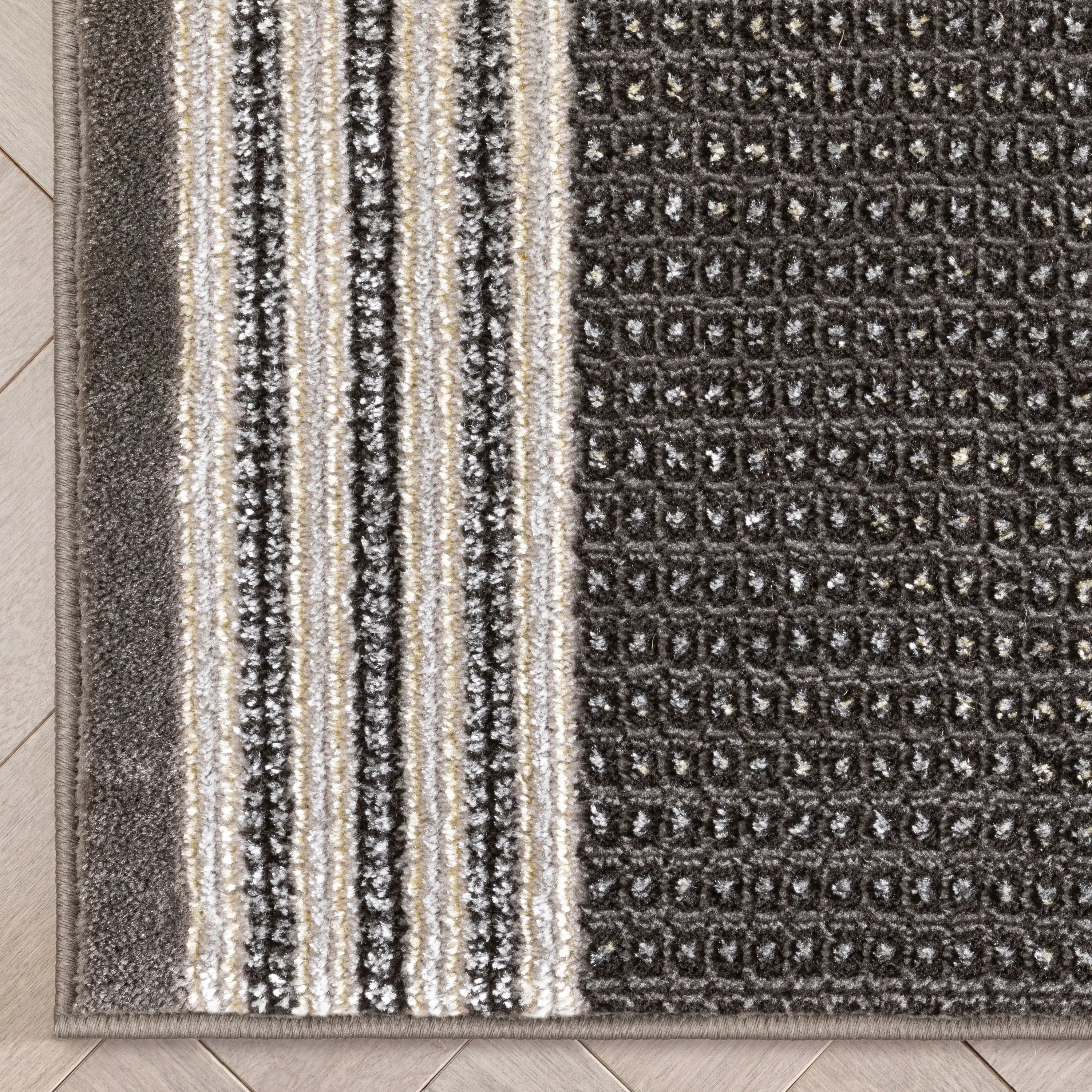 Custom Size Runner Waylon Retro Border Solid & Striped Grey Select Your Width x Choose Your Length Hallway Runner Rug、mySite、gigharbornorthrealestate