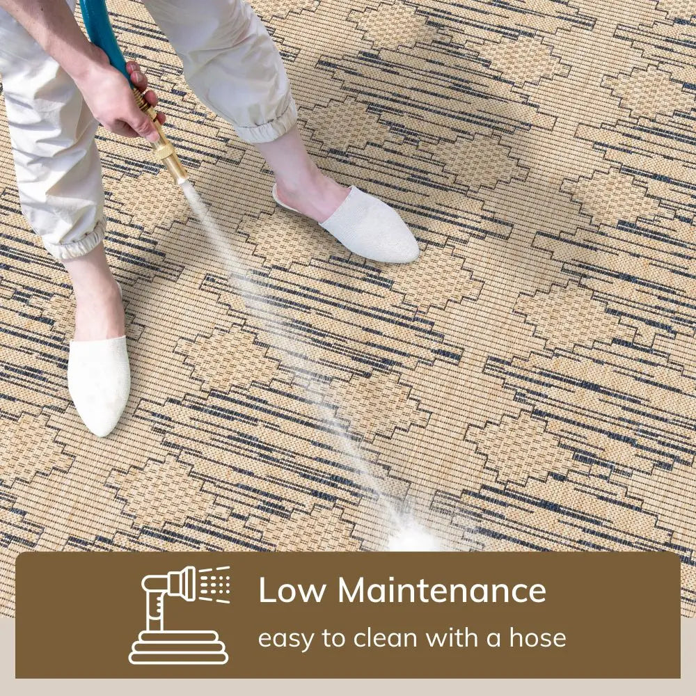 Vidar Trellis Diamond Pattern Indoor Outdoor Blue Beige Flatweave Rug、mySite、gigharbornorthrealestate