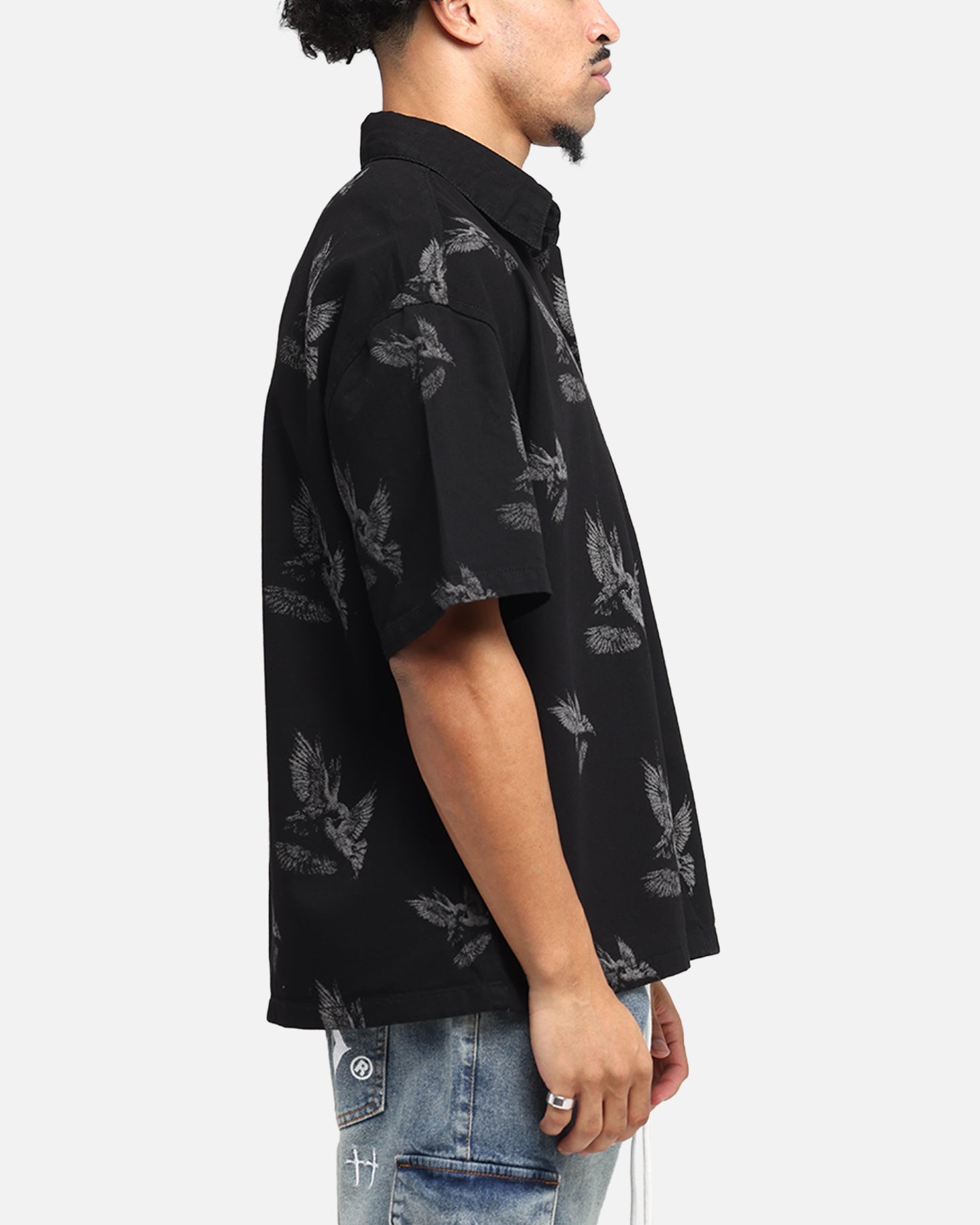 Saint Morta Doves Boxy Denim Button Up Shirt Black、mySite、zt4zffjzw