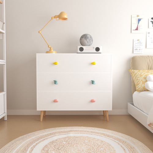 Kids 3 Drawer Dresser, Baby Nightstand for Bedroom, Storage Cabinet for Toddler Child for Living Room, Toddler Room, Nursery, Closet, Apartment (White)、、casual