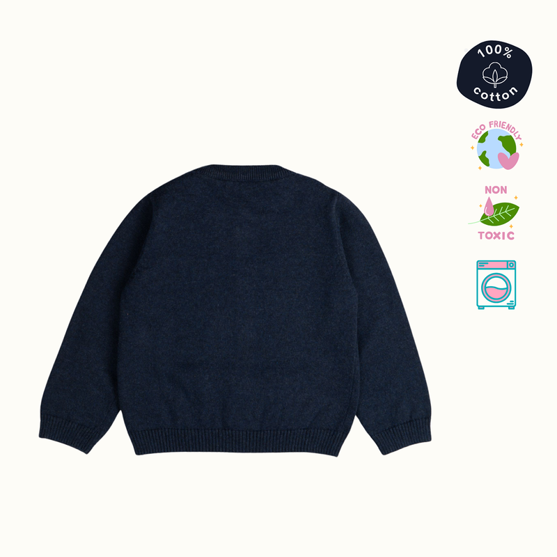 Cotton Sweater & Lower Set | Secret Santa Printed | Navy Blue & Pink | Set of 2、mySite、camillekostekn