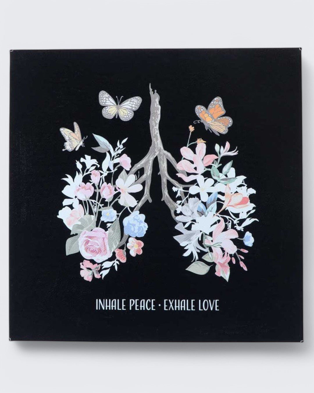 Inhale Peace Exhale Love Inspirational Art Floral Lungs Wall Hanging、mySite、topwebapps