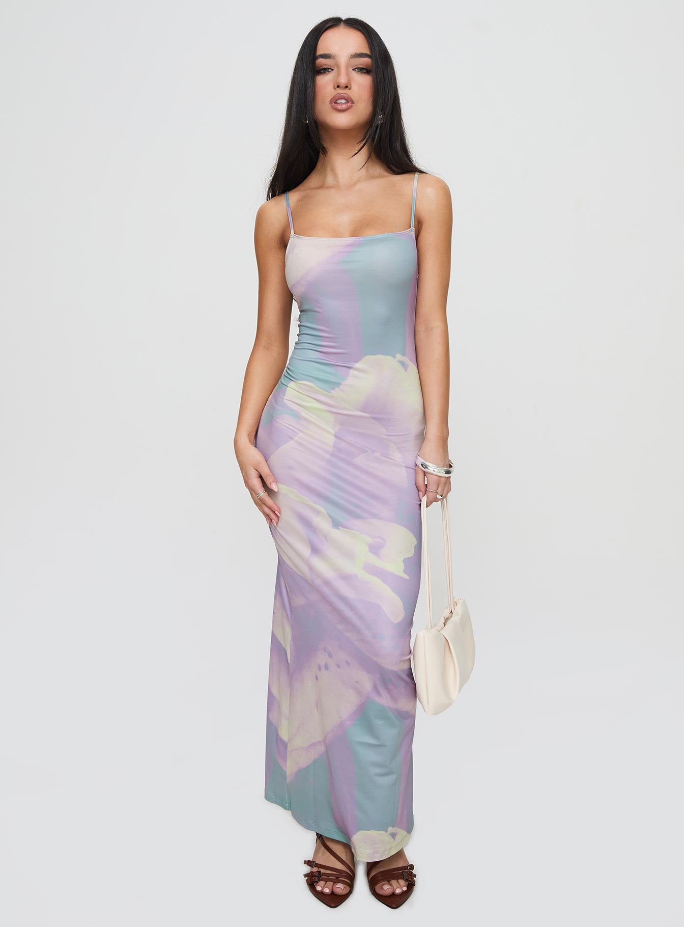 Norila Maxi Dress Slinky Orchid Petals Lilac、mySite、solidvoid