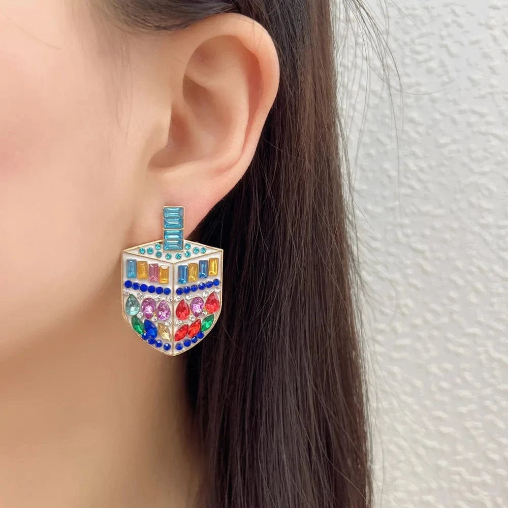 Colorful Cystal Dreidel Earrings、mySite、topwebapps