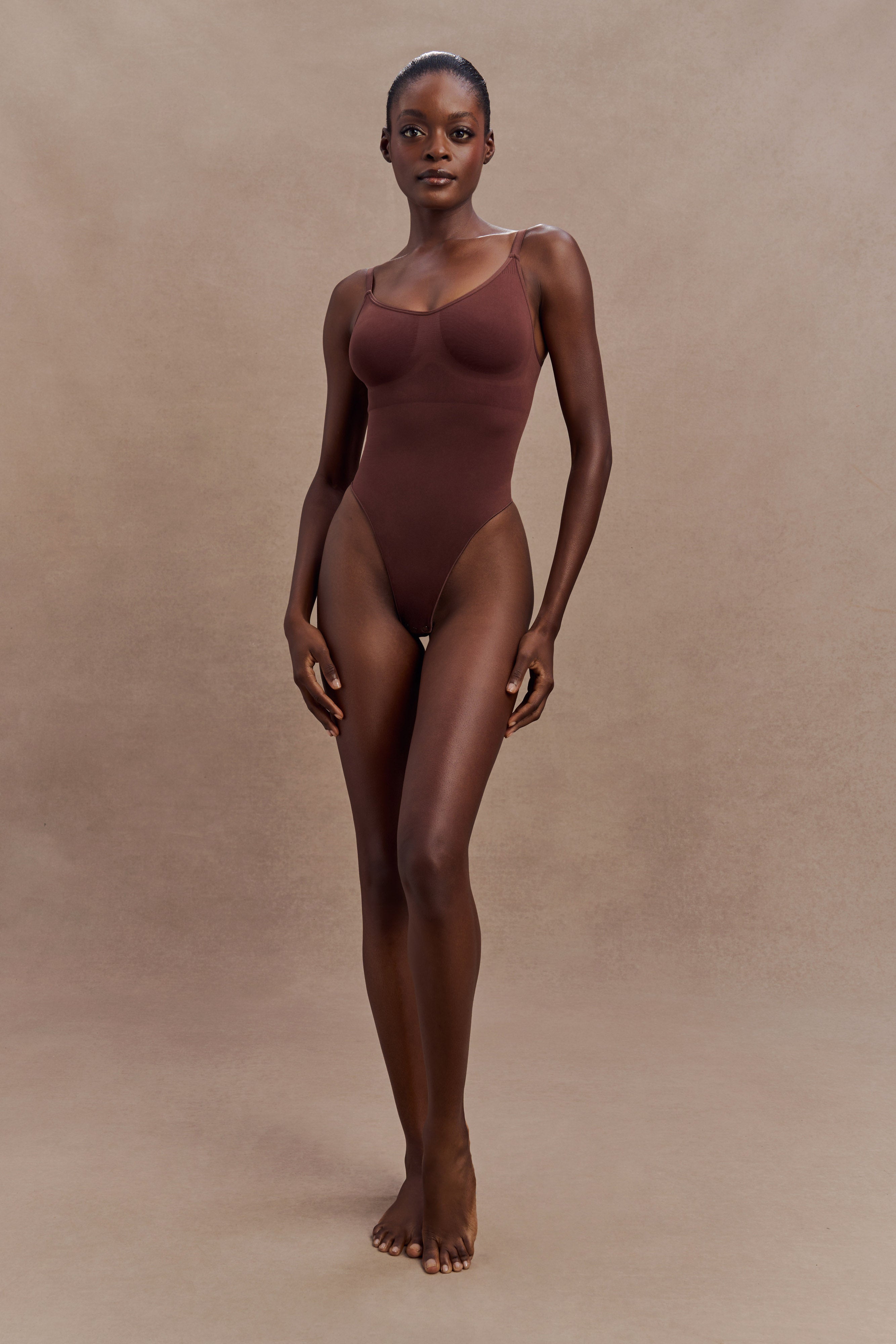 Alyssa Backless Shapewear Bodysuit - Espresso、mySite、solidvoid