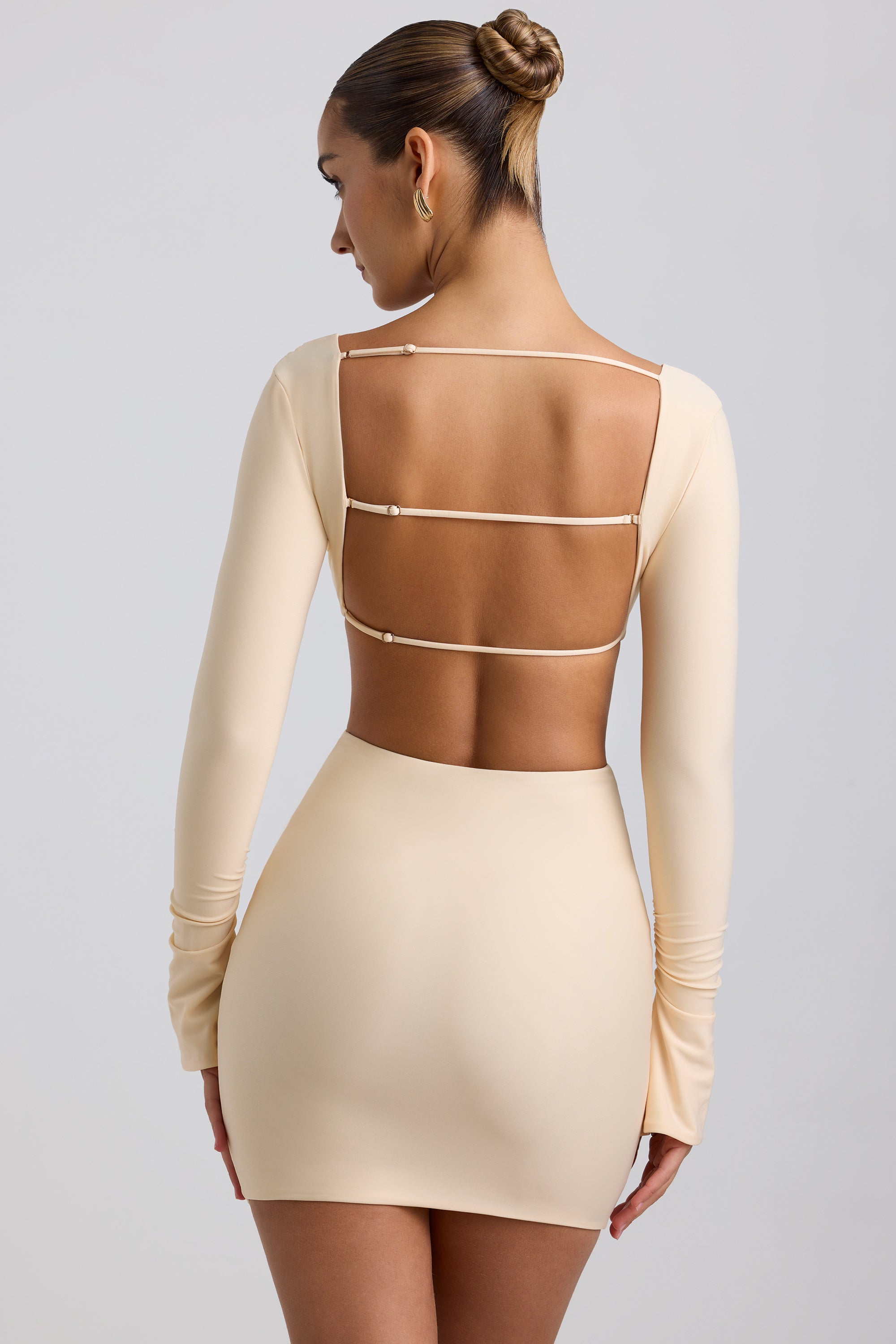 Cut-Out Hardware Detail Mini Dress in Buttercream、mySite、solidvoid