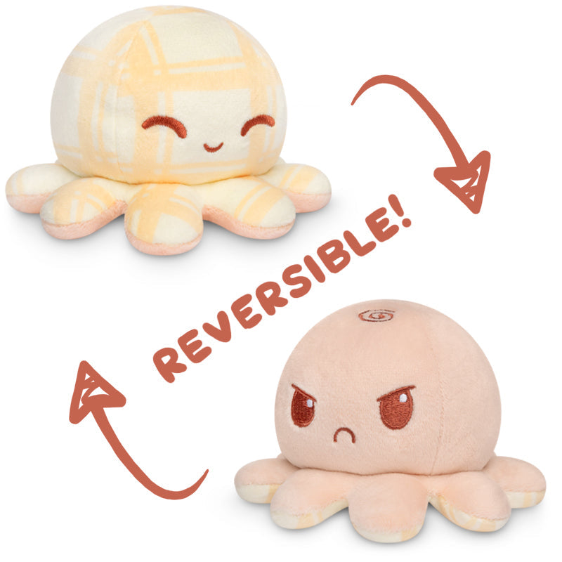 TeeTurtle Reversible Octopus Plushie (Khaki Plaid + Peach)、mySite、lovesweatpilates