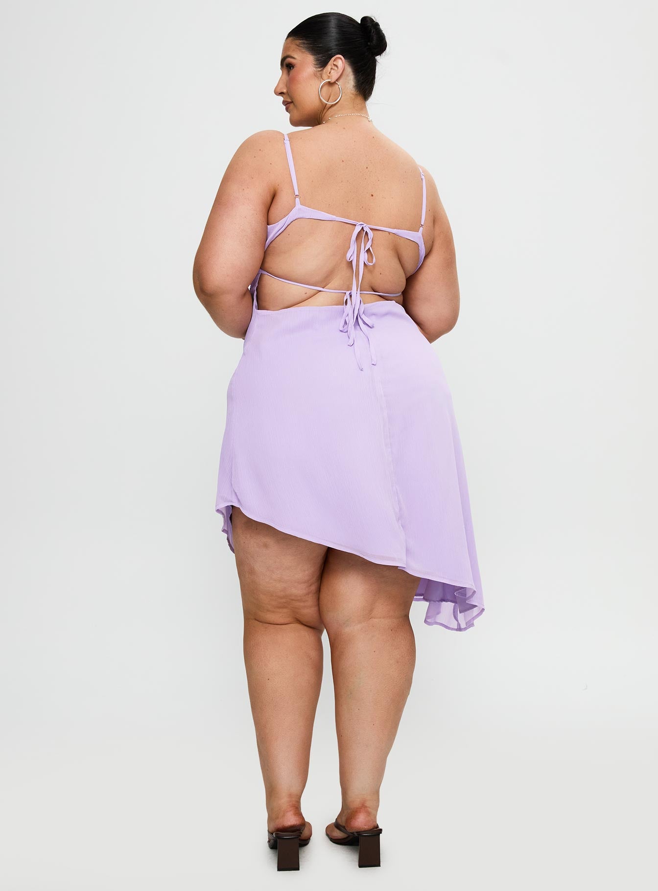 Secret Gardens Asymmetrical Midi Dress Purple Curve、mySite、solidvoid