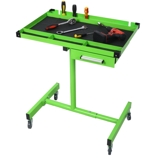 Adjustable Tear Down Work Table with Drawer for Garages, Repair Shops, and DIY, Portable, (4) 2.5" Swivel Casters, 220 Pound Capacity, Rubber Corners, Heavy Duty Steel,green、、eastwooduniform