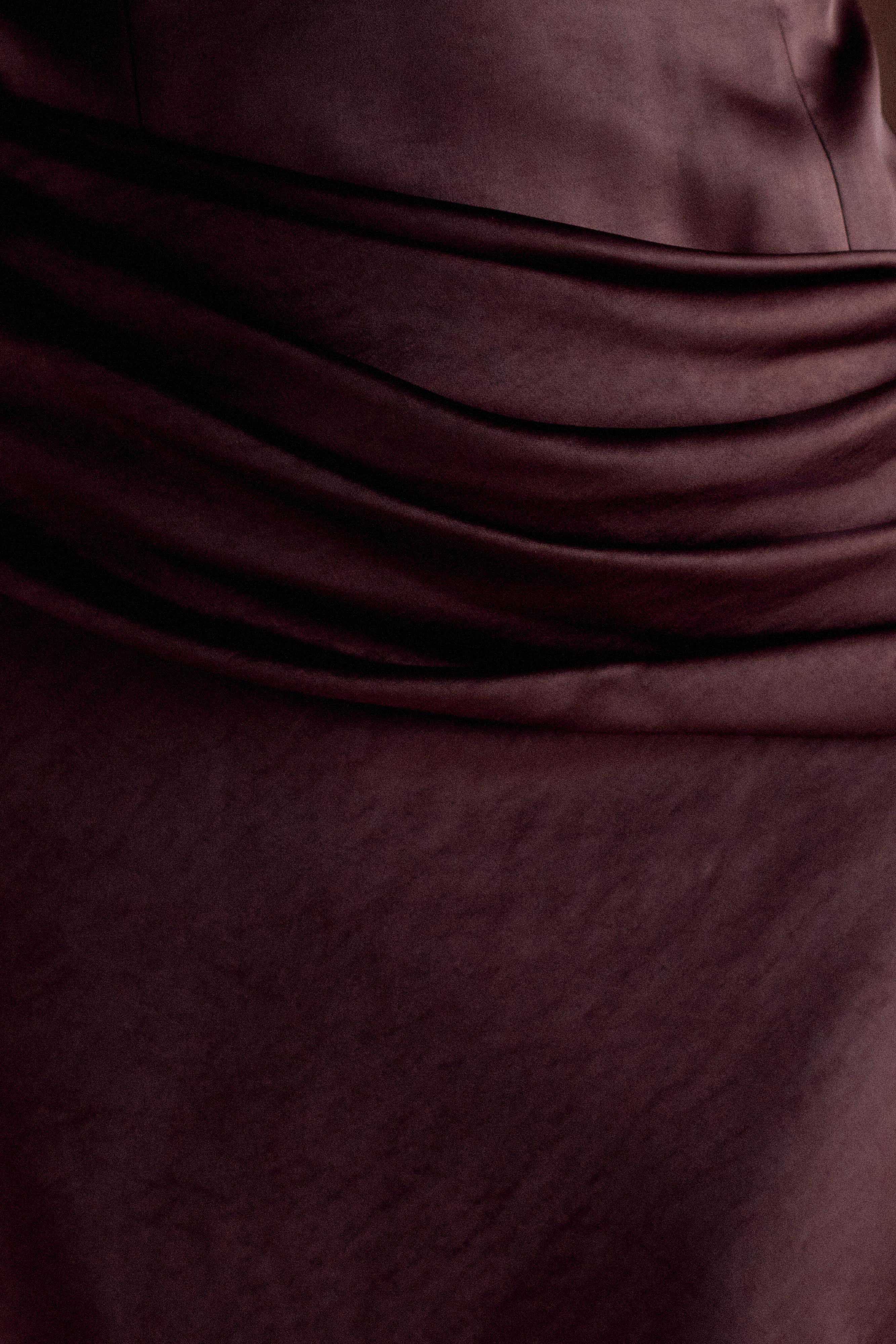 Jasmine Strapless Satin Maxi Dress - Dark Chocolate、mySite、solidvoid