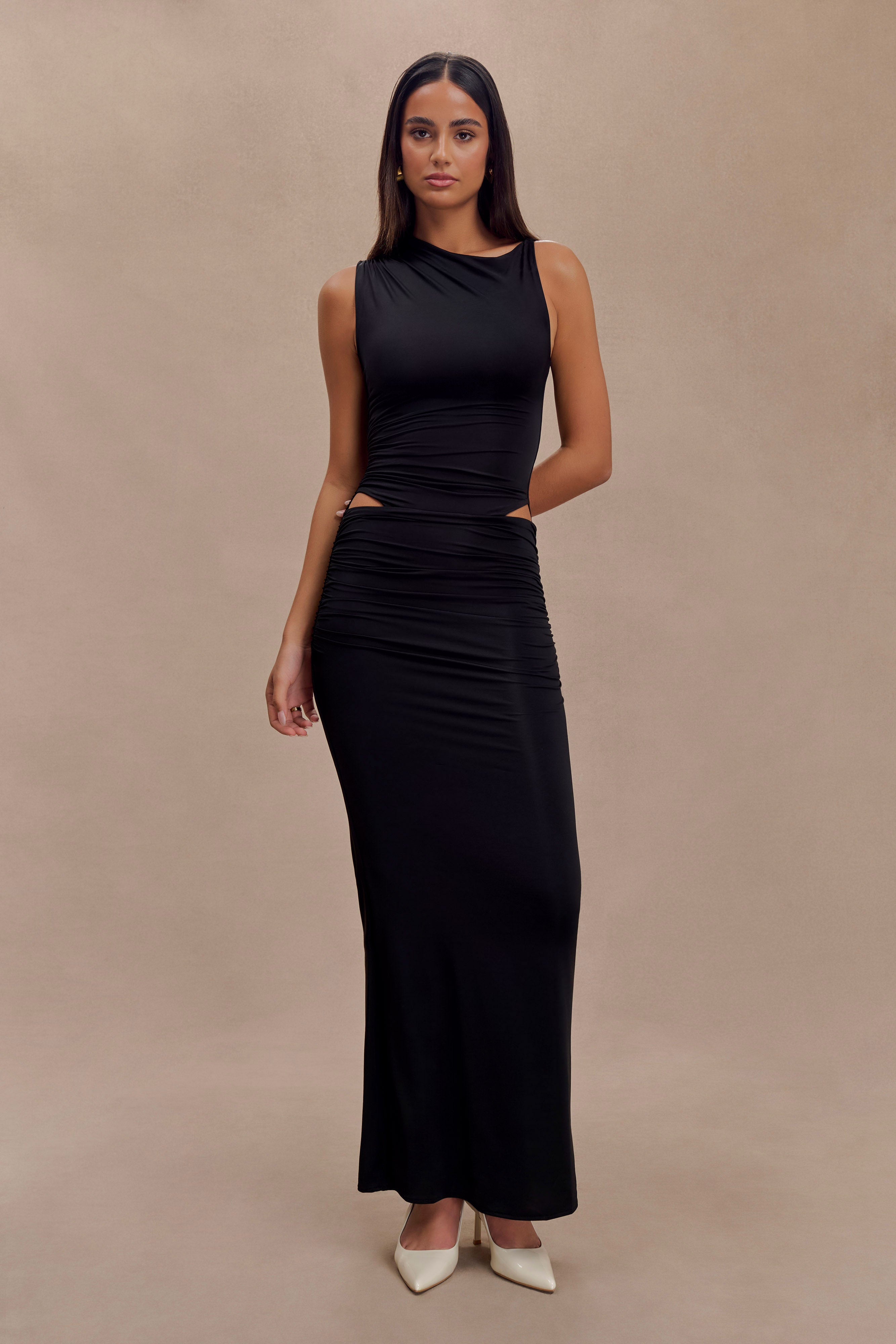 Kaia Slinky Cut Out Maxi Dress - Black、mySite、solidvoid