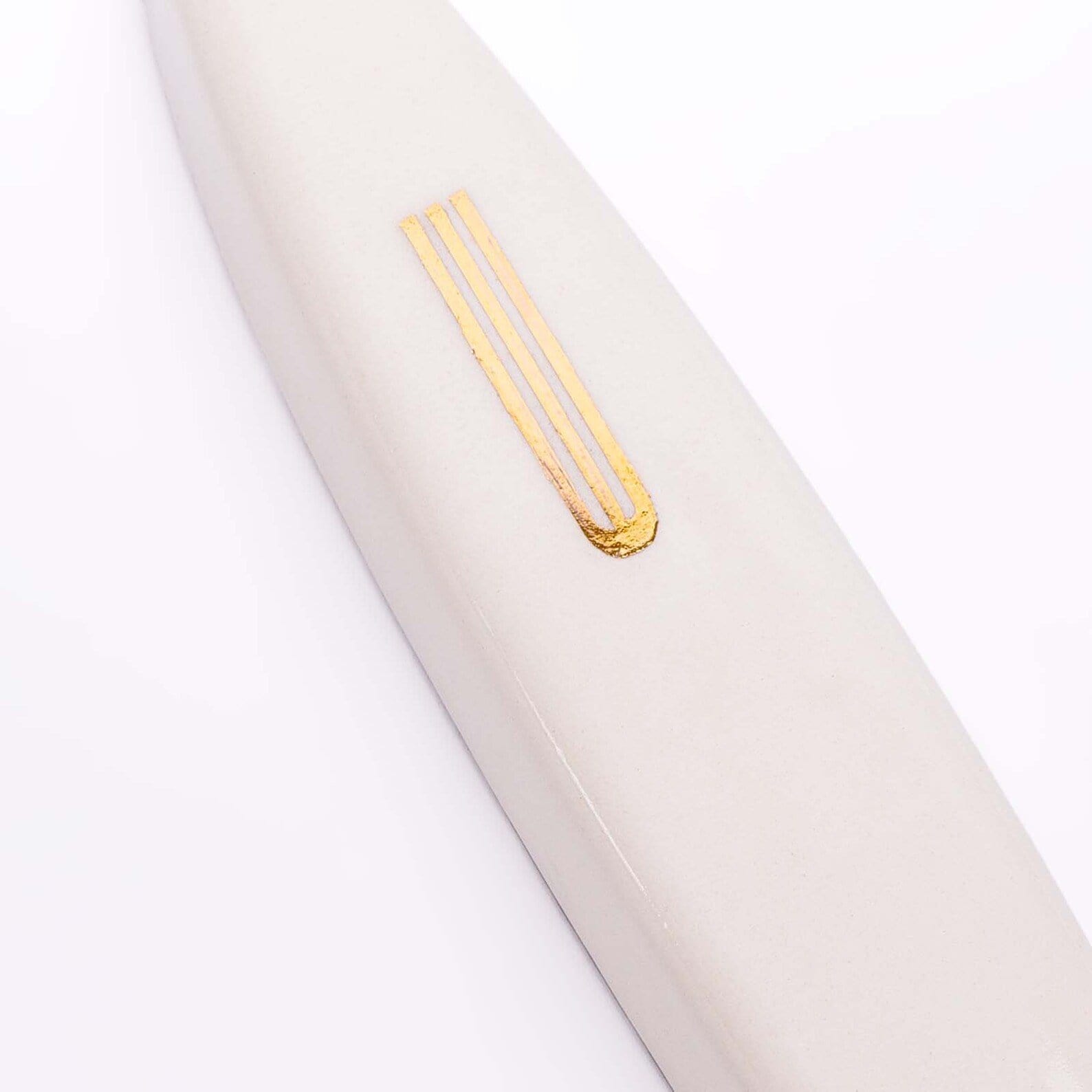 White Ceramic Mezuzah Case with Gold Shin by Mickala Design、mySite、topwebapps