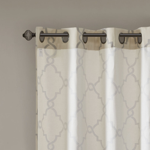 Fretwork Print Grommet Top Window Curtain Panel(Only 1 Pc Panel)、、eastwooduniform