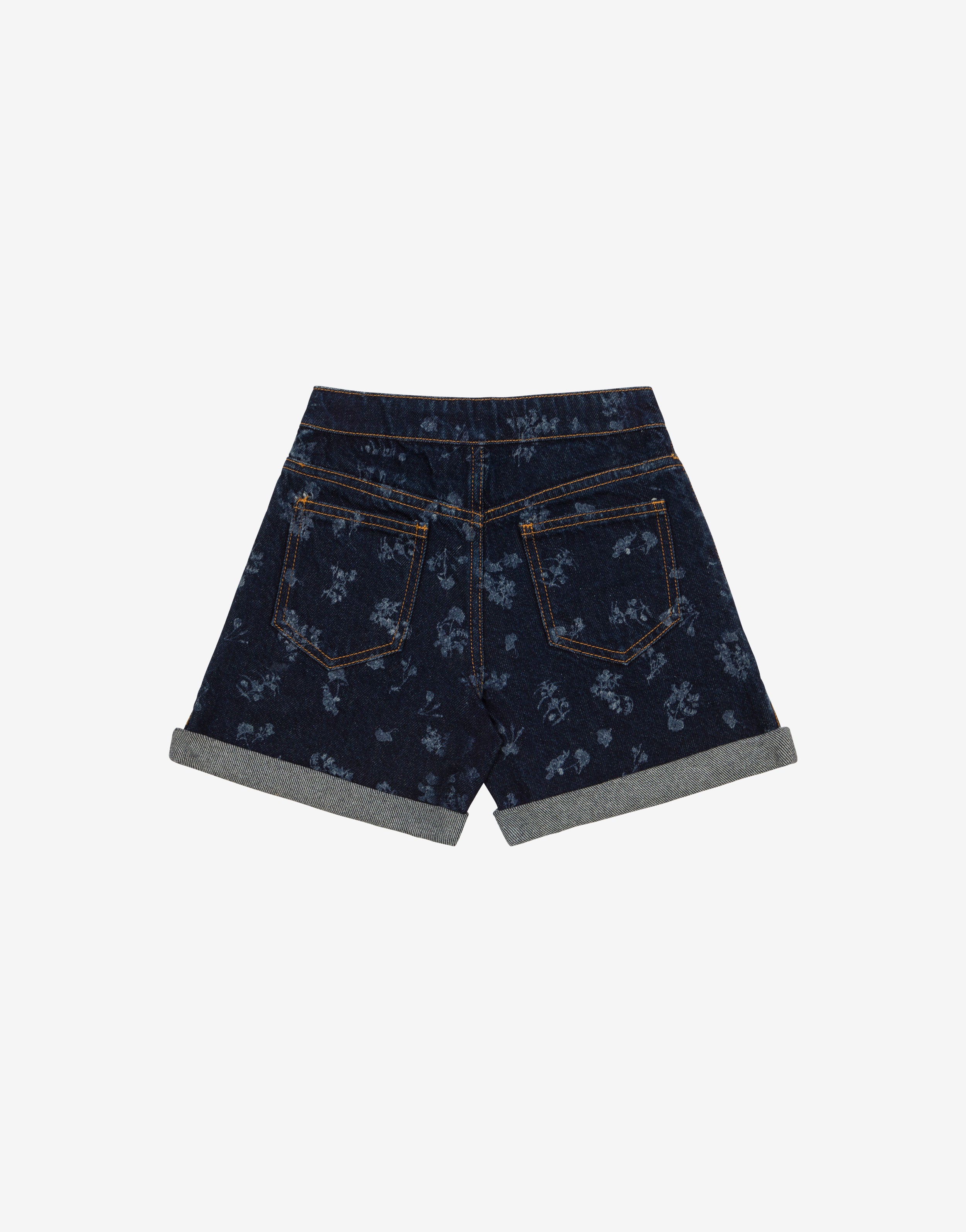 Kids short in denim all over Flowers、mySite、aoinhome